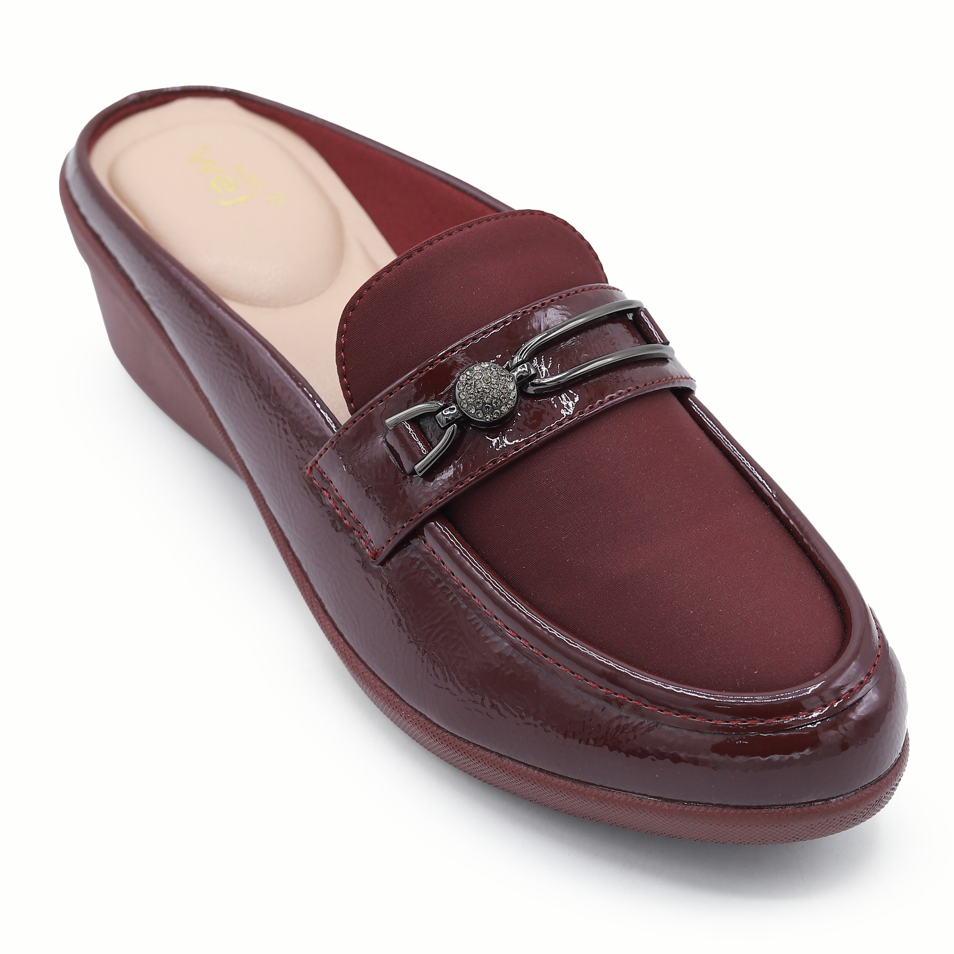 Maroon Wedge Loafer Mules - 8007236