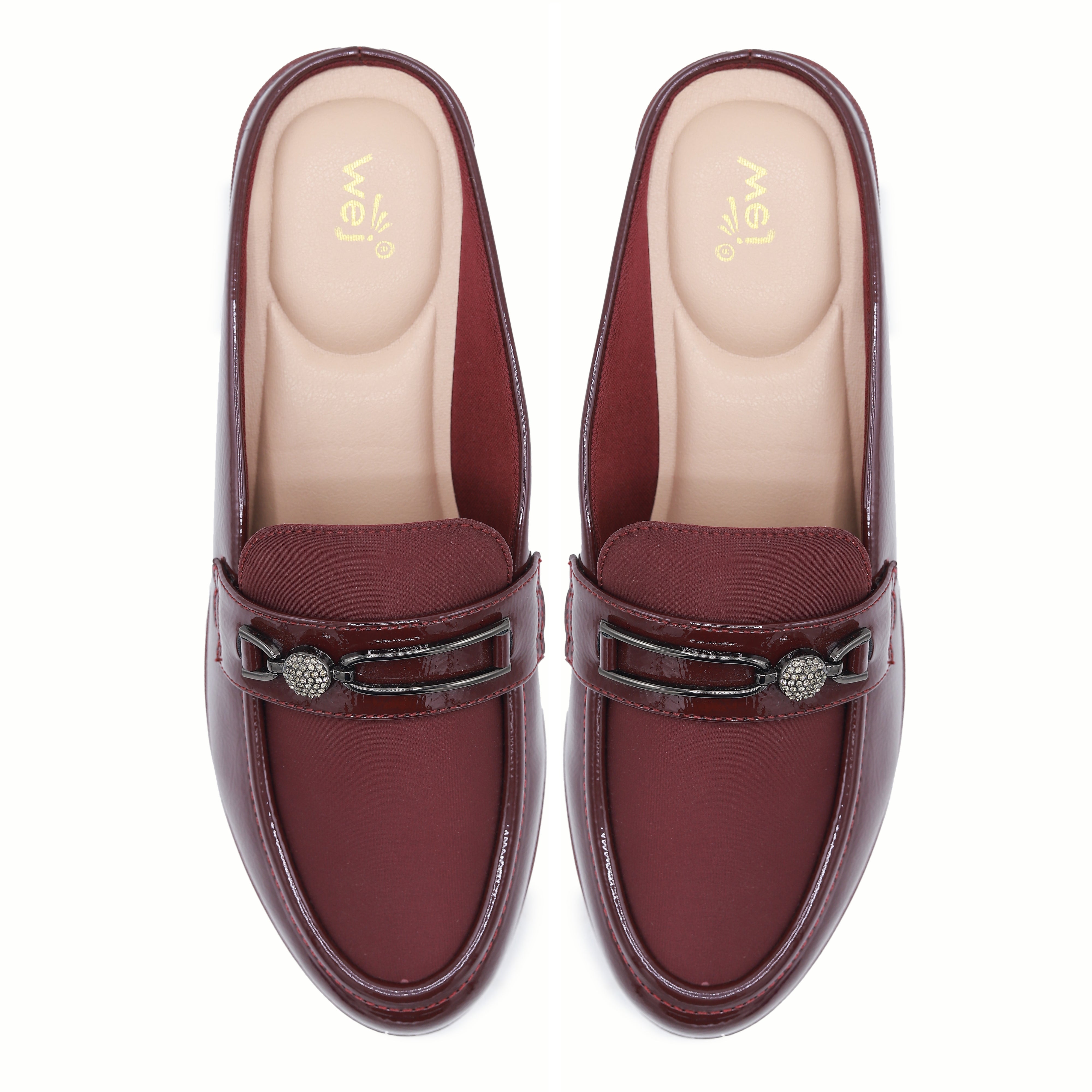 Maroon Wedge Loafer Mules - 8007236