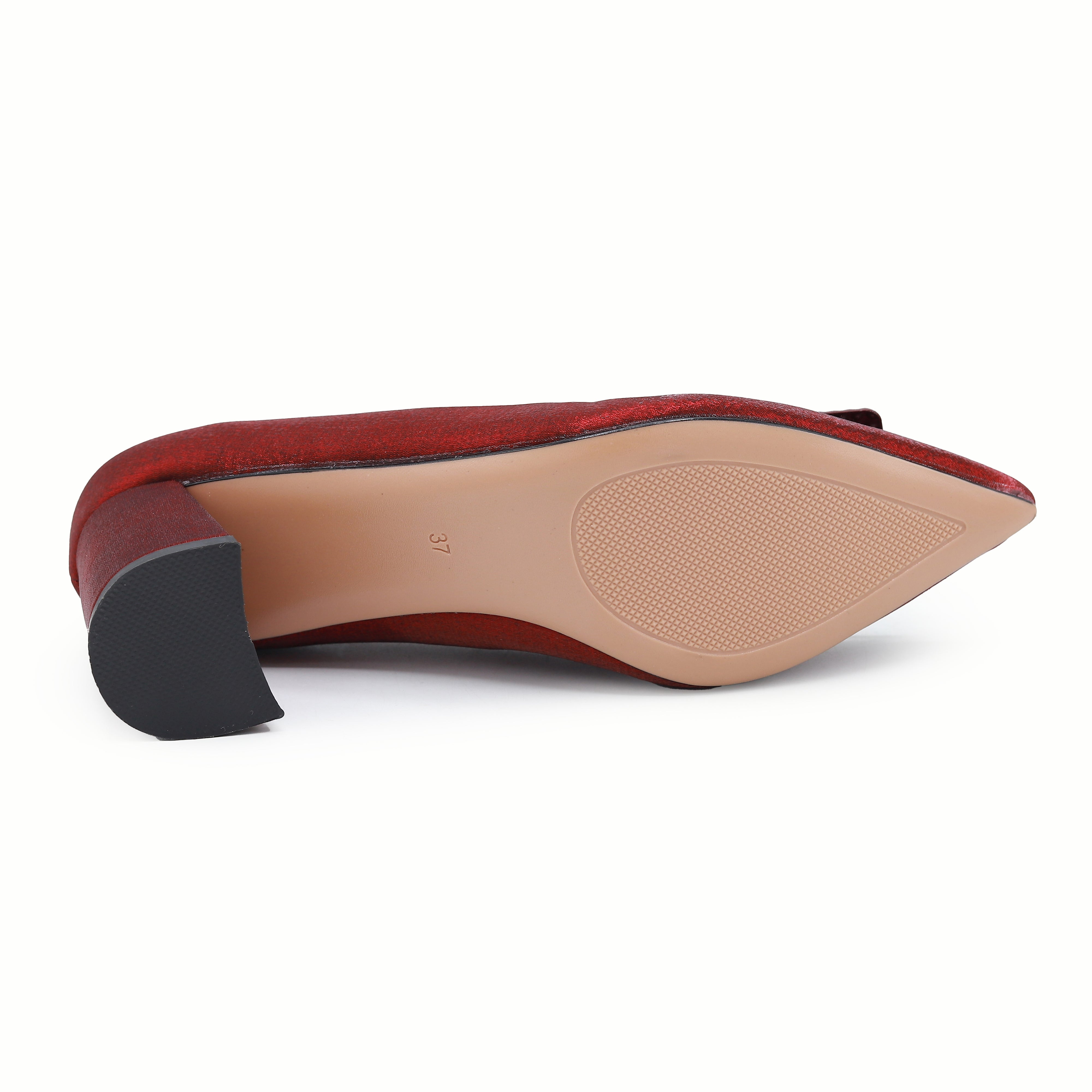 Maroon Block Heel Rhinestone Buckle - 8108182
