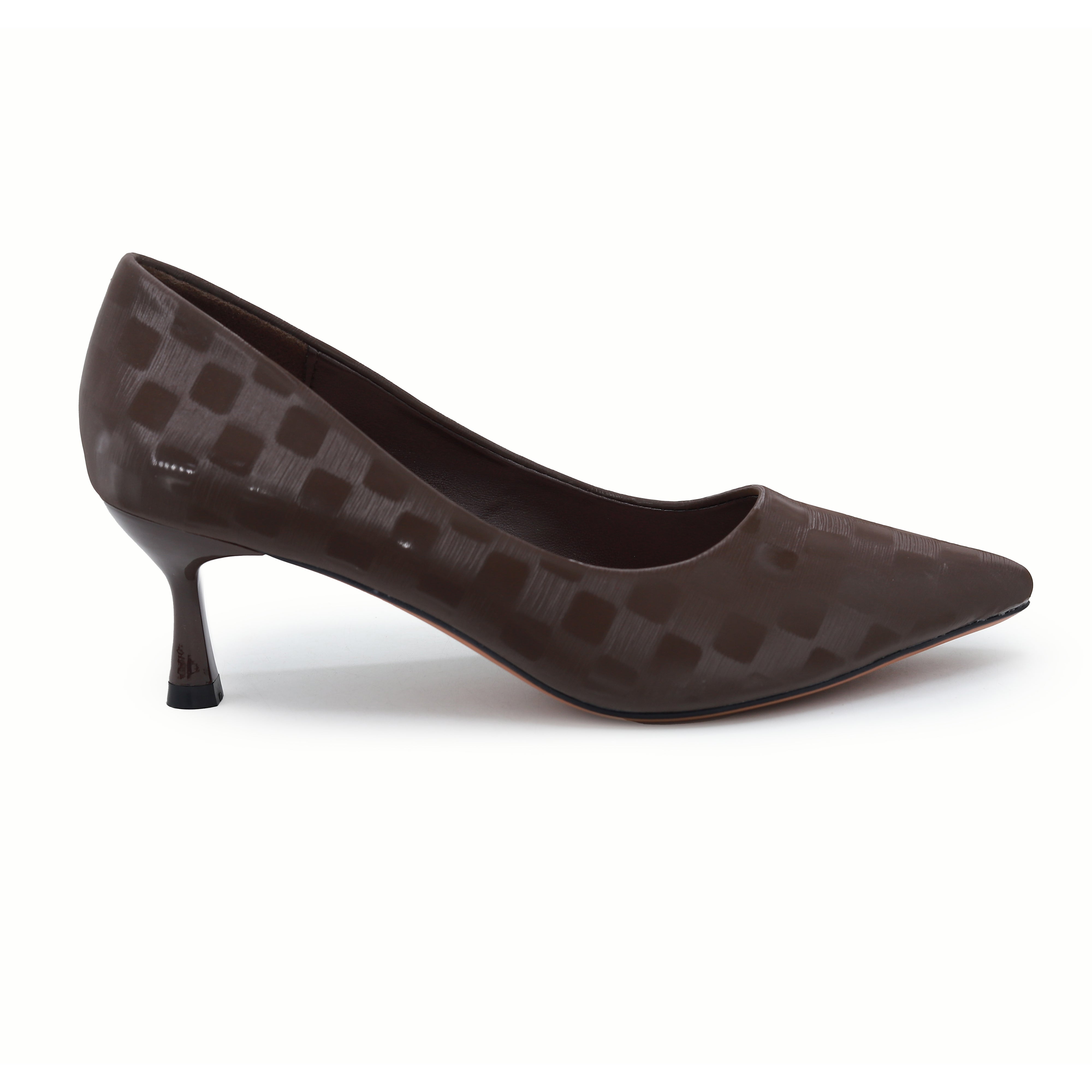 Coffee Checkered Court Shoes - 8108159