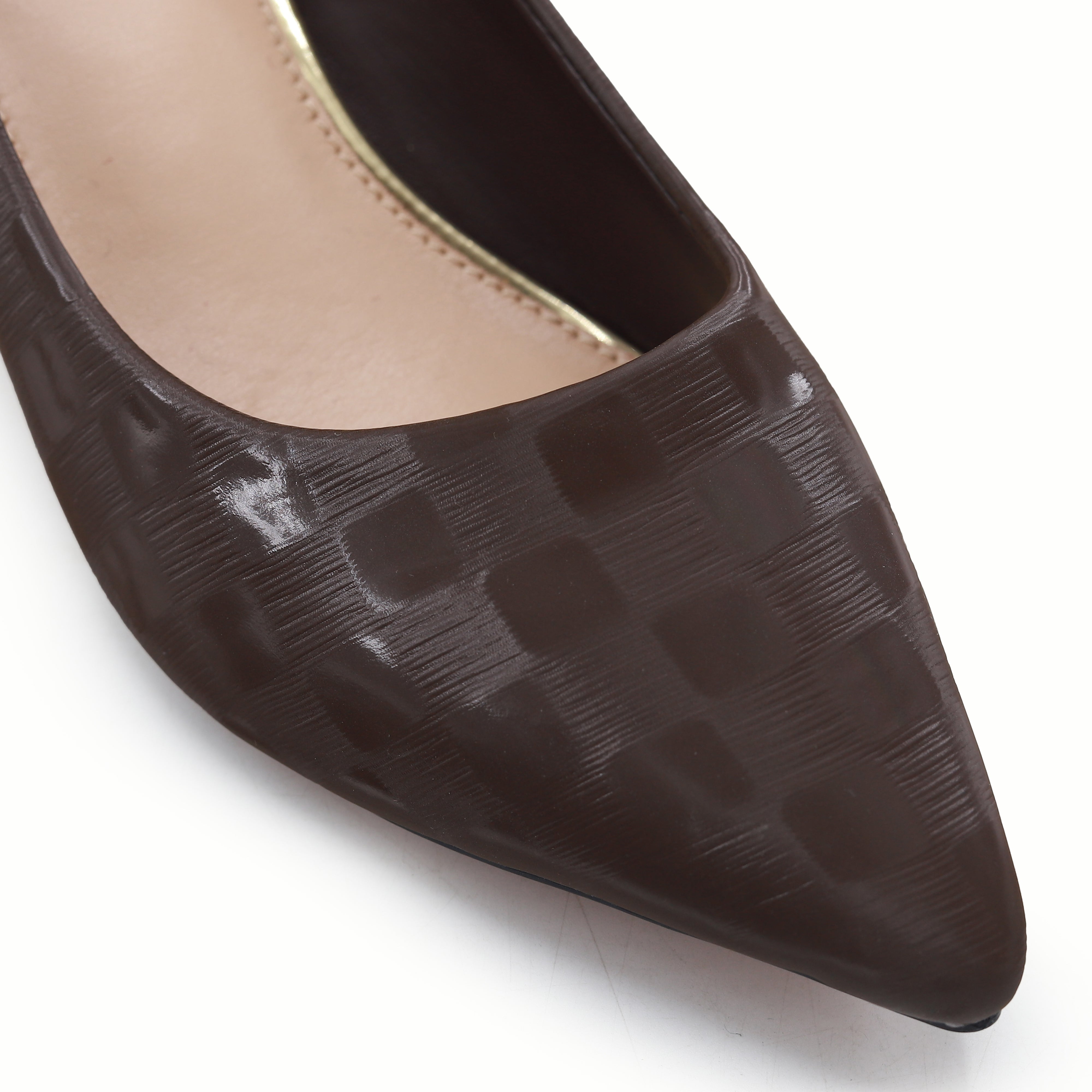 Coffee Checkered Court Shoes - 8108159