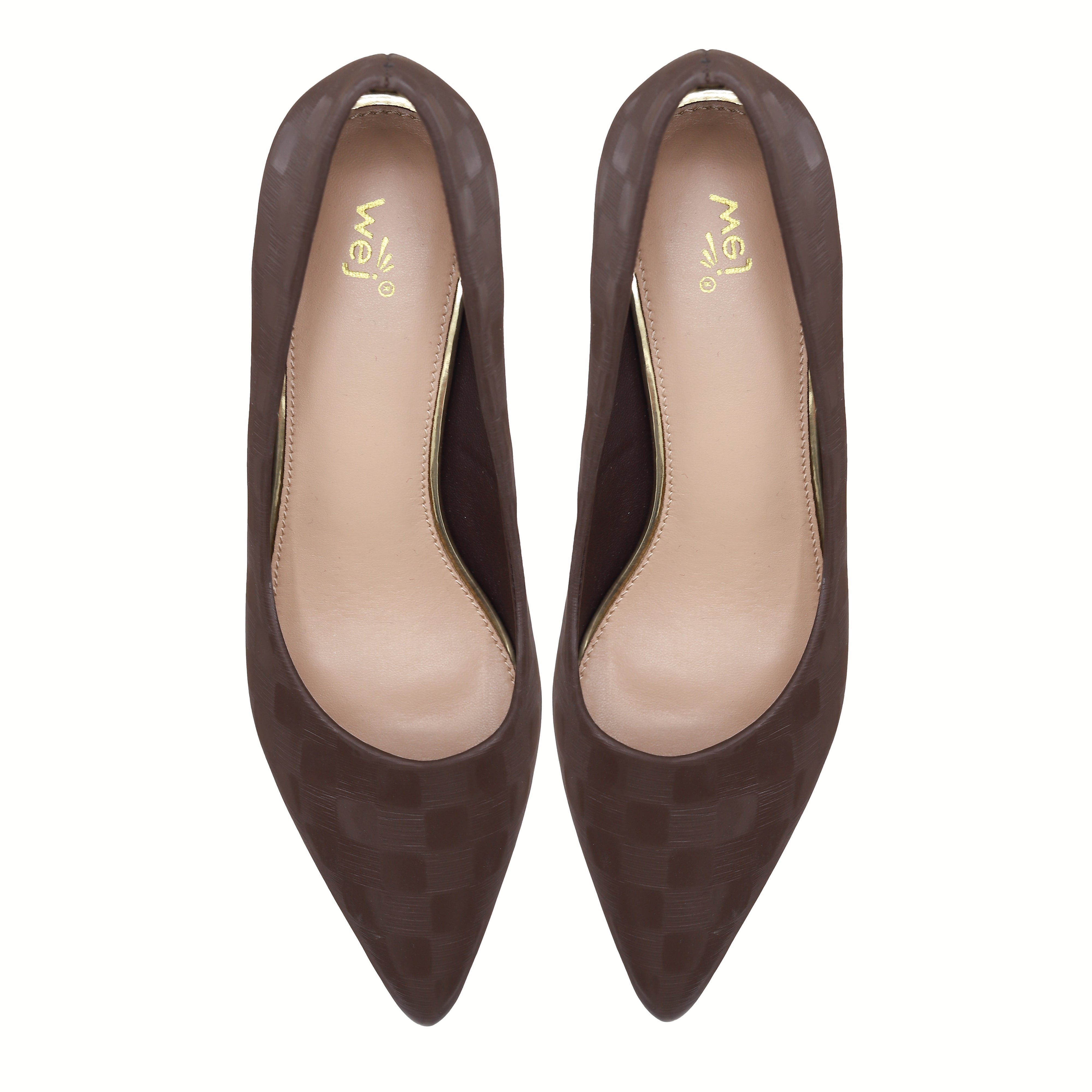 Coffee Checkered Court Shoes - 8108159