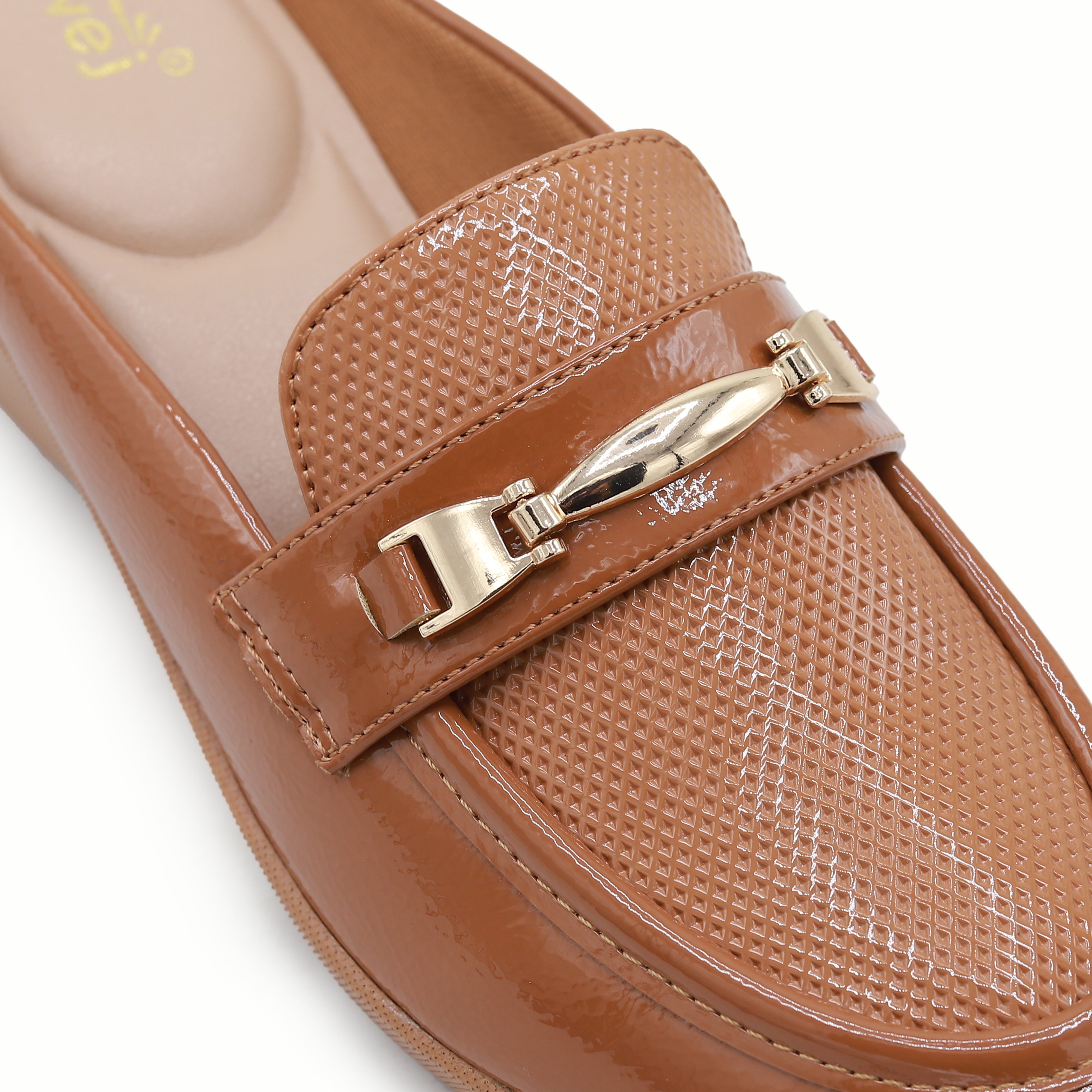 Tan Textured Wedge Half Shoes -8007237