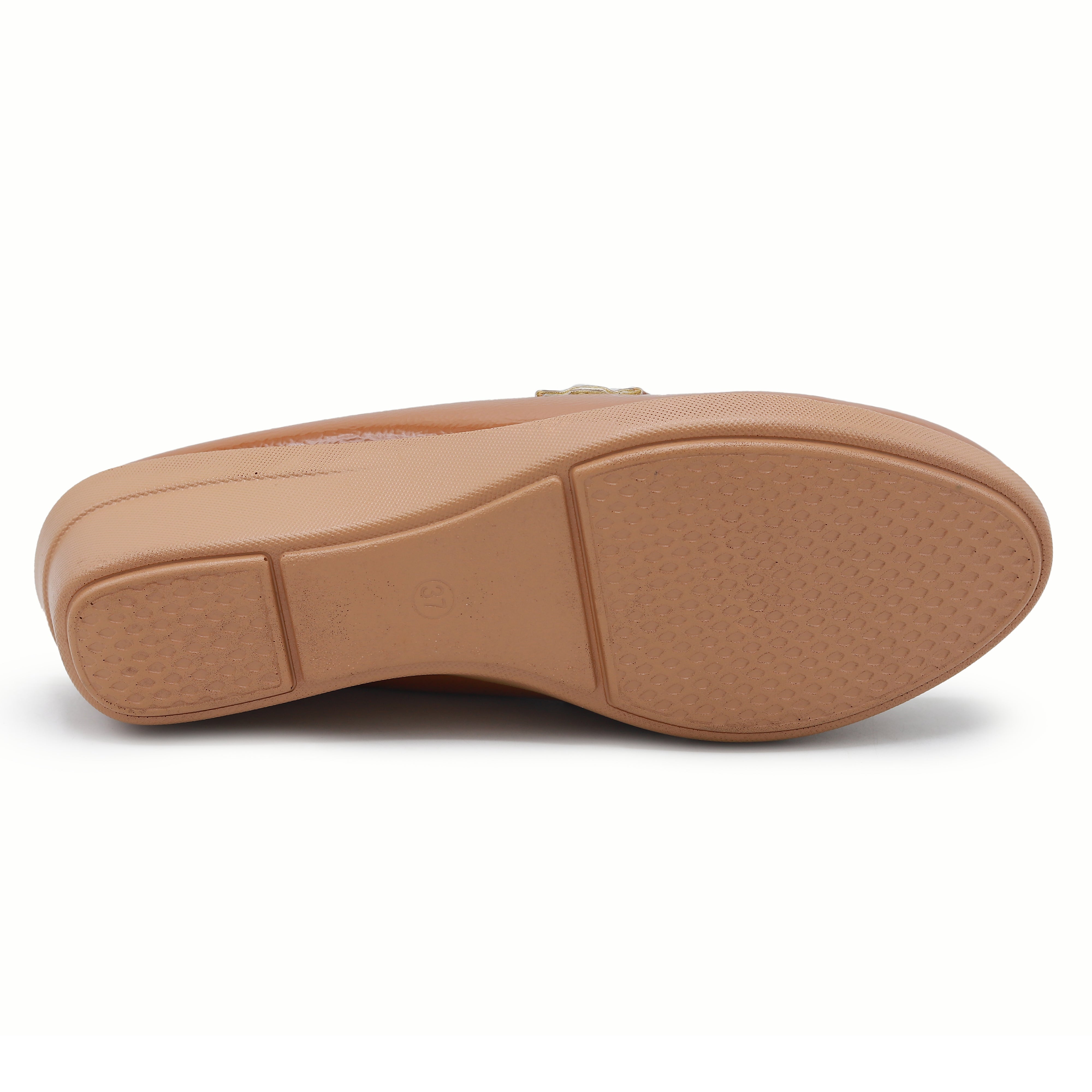 Tan Textured Wedge Half Shoes -8007237