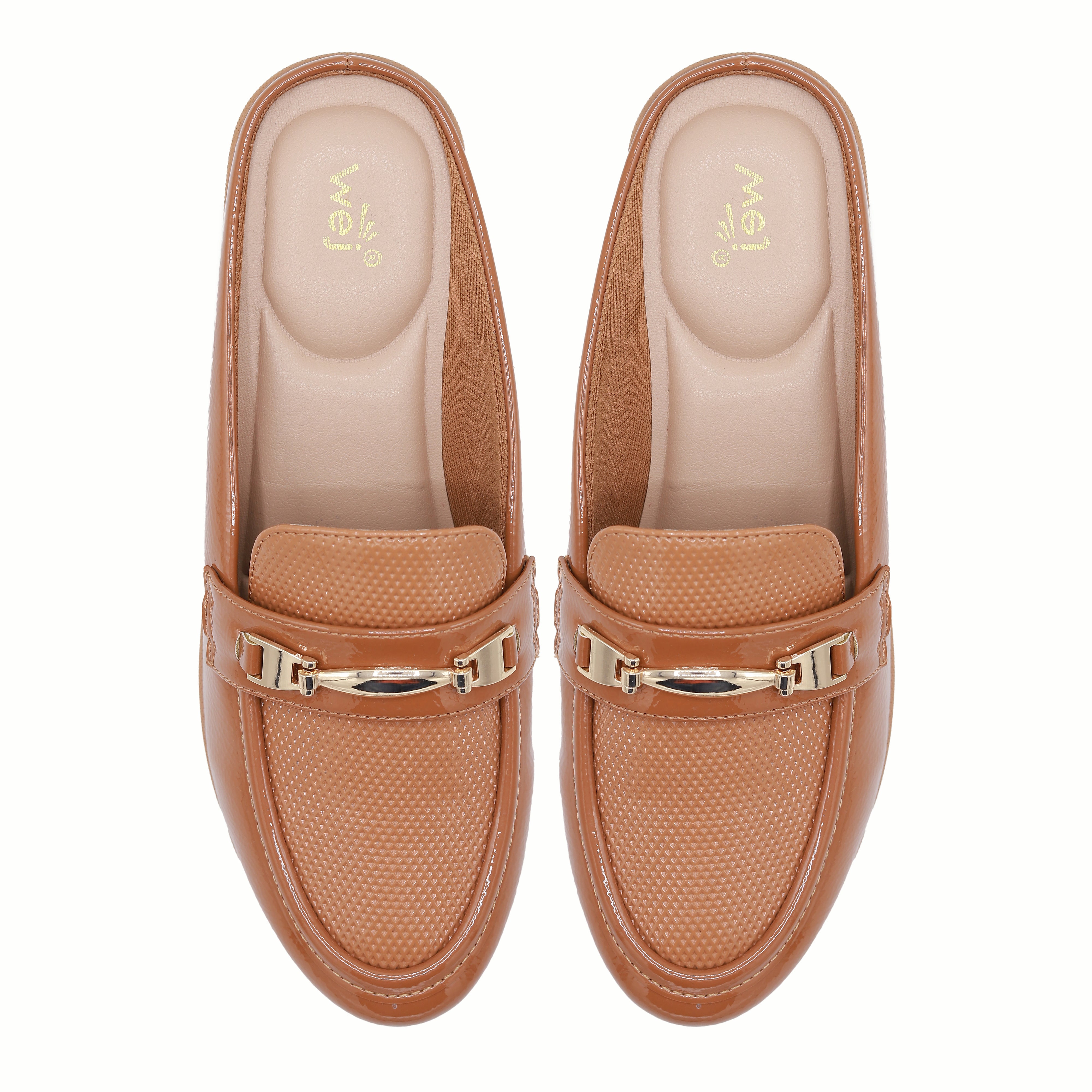Tan Textured Wedge Half Shoes -8007237