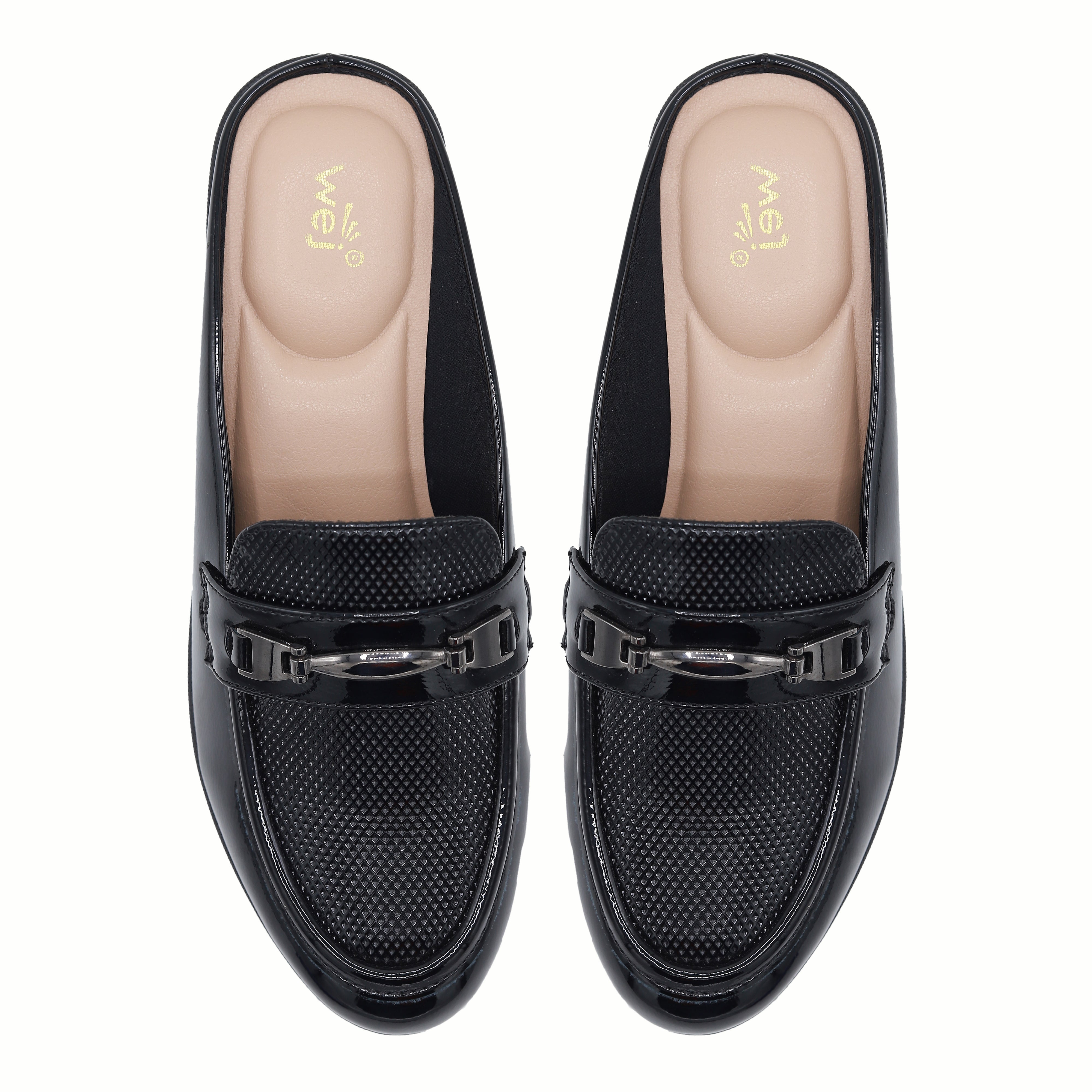 Black Textured Wedge Half Shoes - 8007237