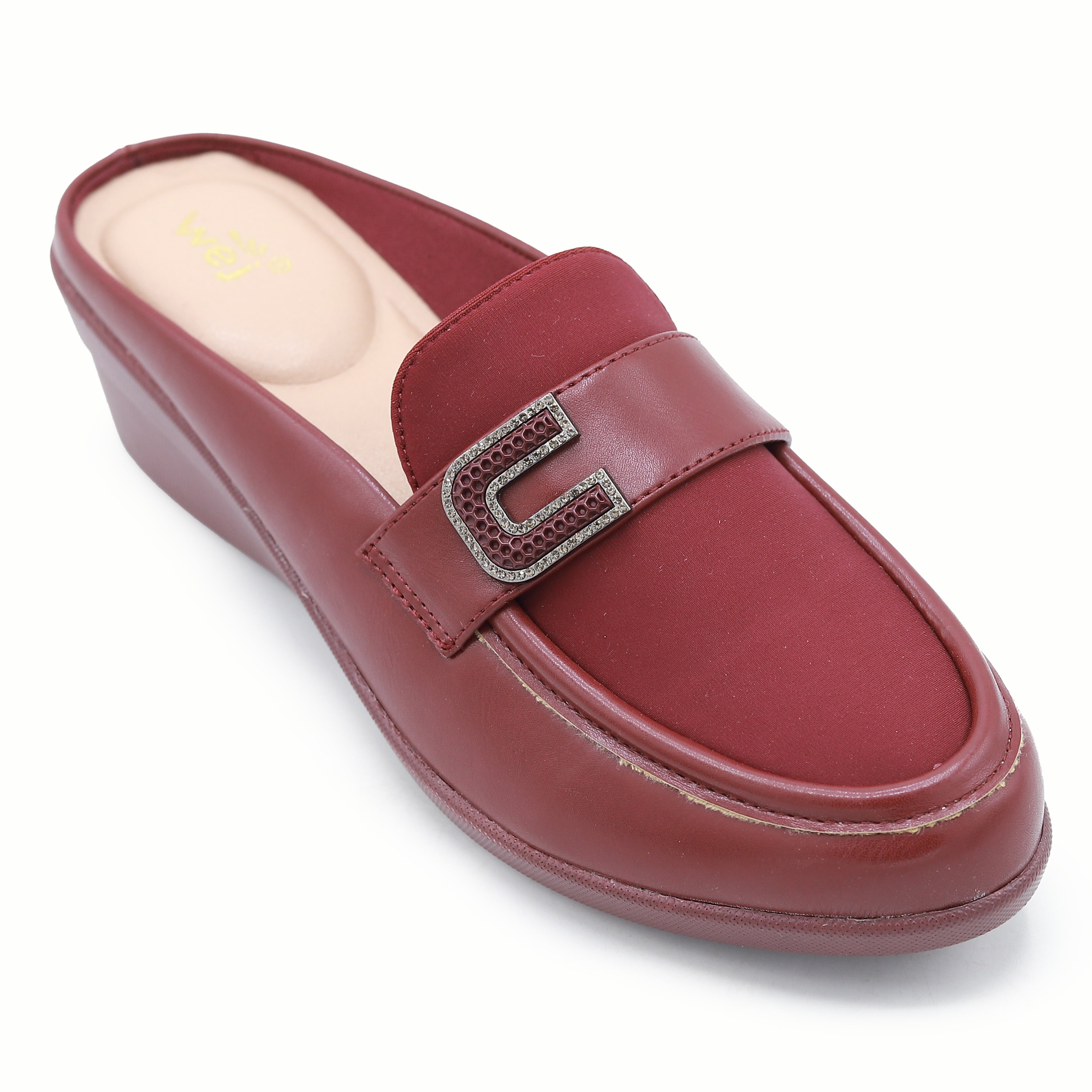 Maroon Sparkle Loafer Mules - 8007242