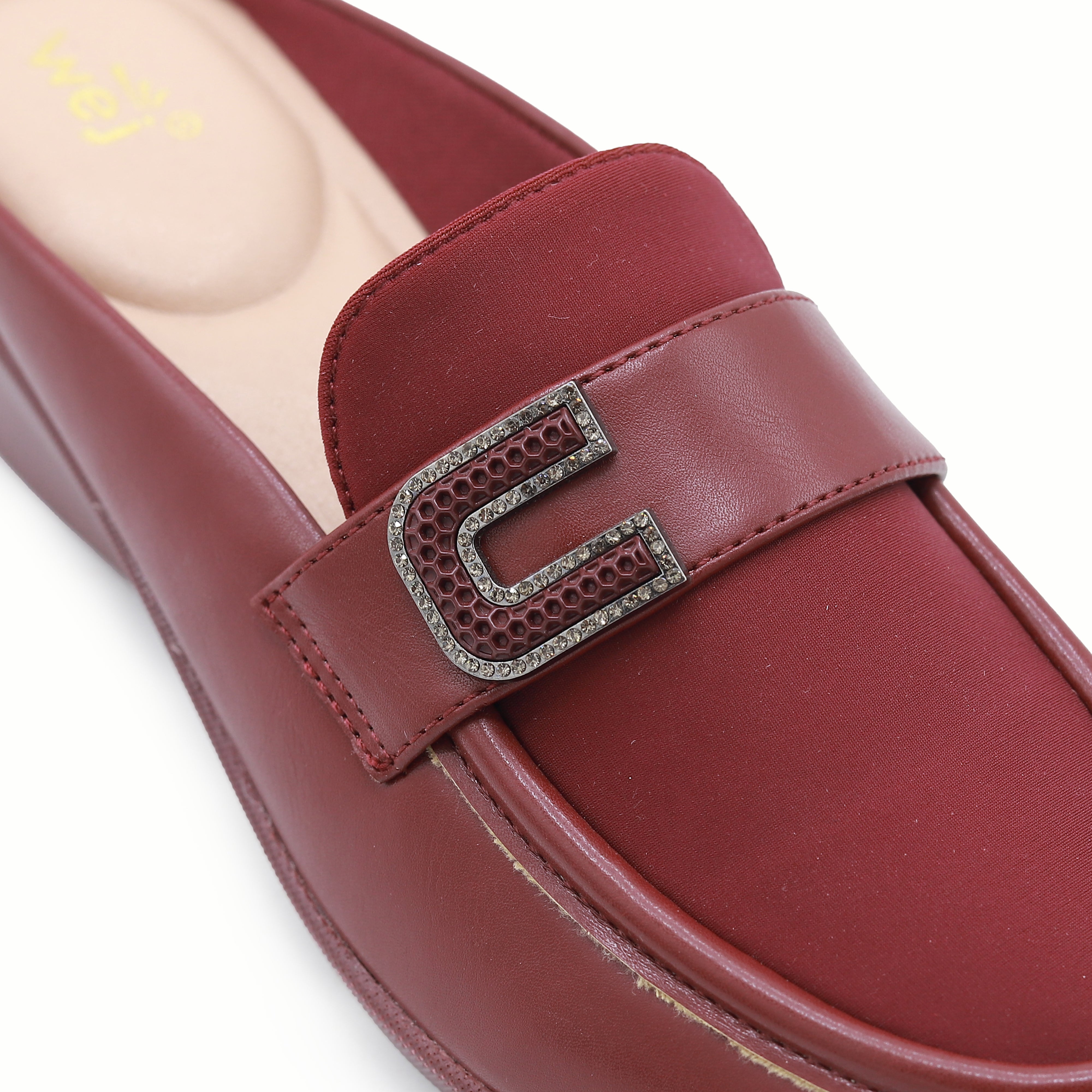 Maroon Sparkle Loafer Mules - 8007242