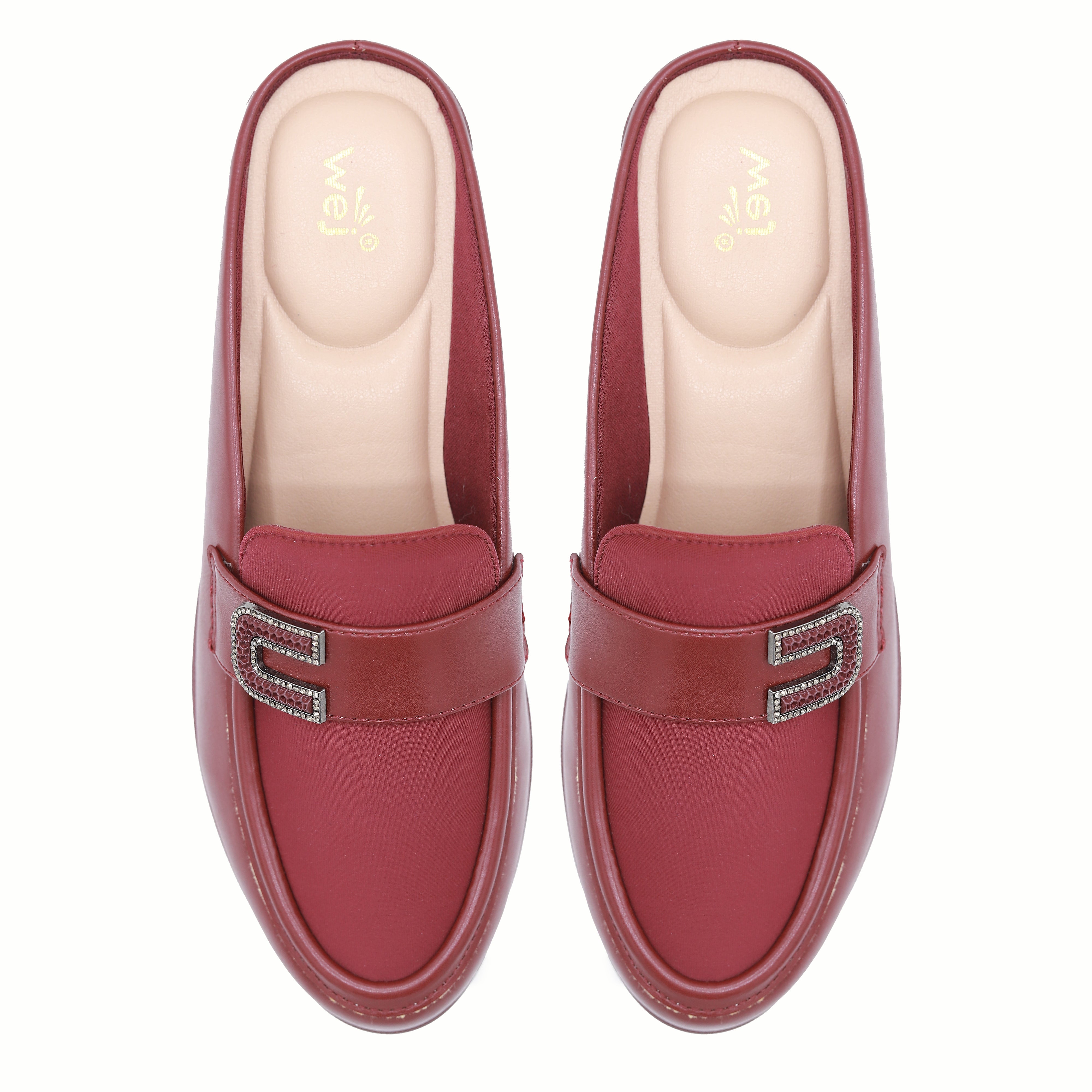 Maroon Sparkle Loafer Mules - 8007242