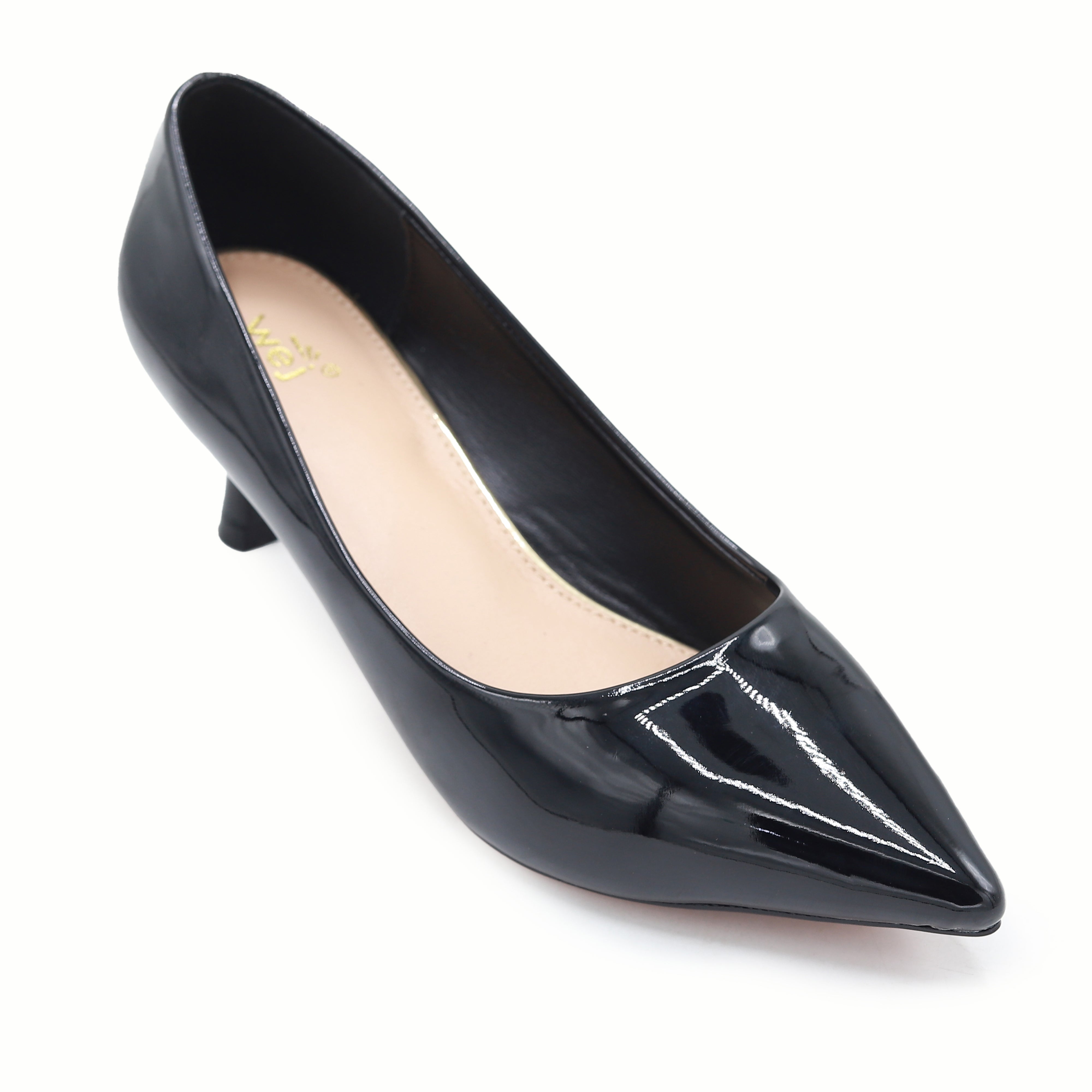 Elegant Black Kitten Heel Court Shoes - 8108162