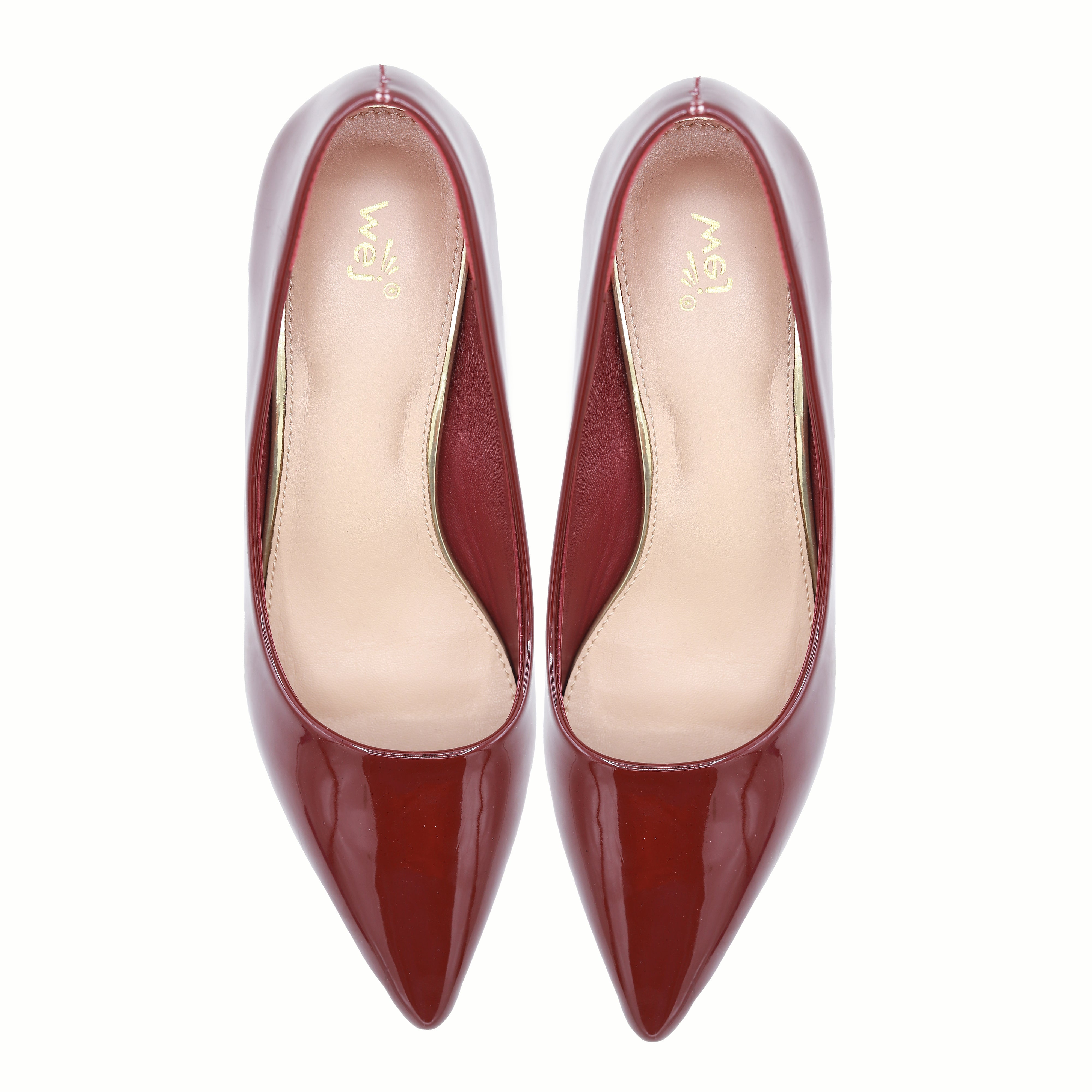 Maroon Kitten Heel Pumps - 8108162