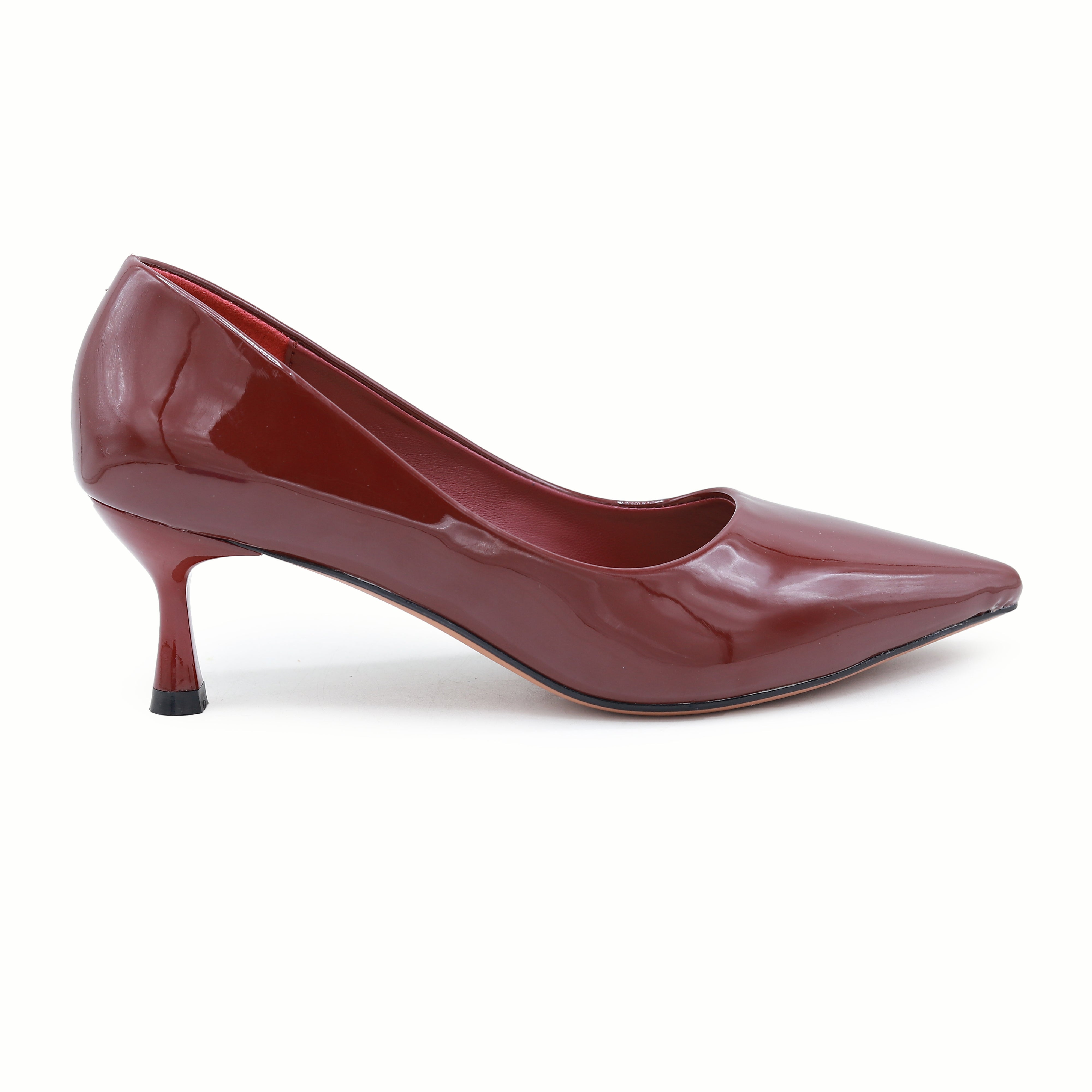 Maroon Kitten Heel Pumps - 8108162
