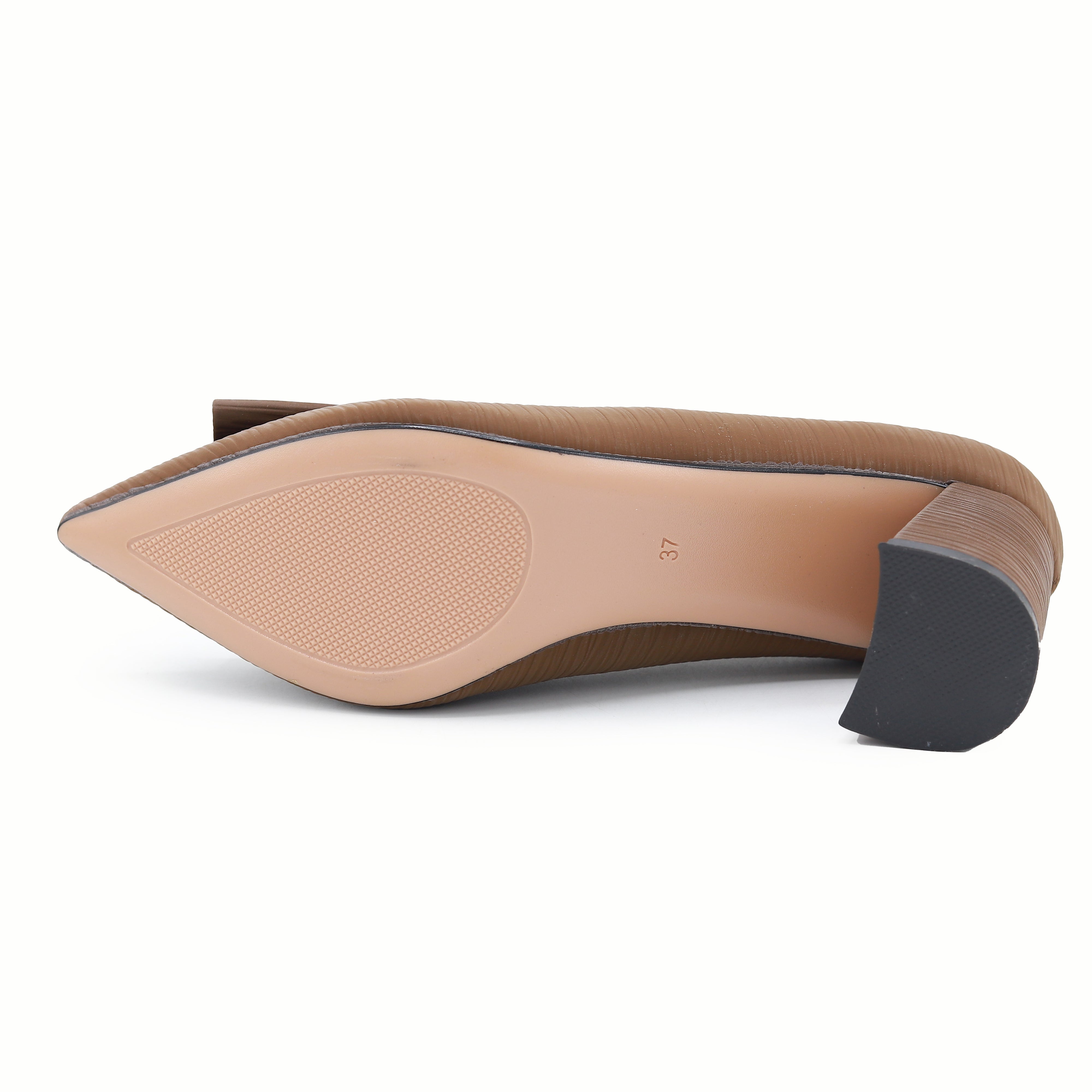 Brown Court Shoes with Gold Buckle - 8108181
