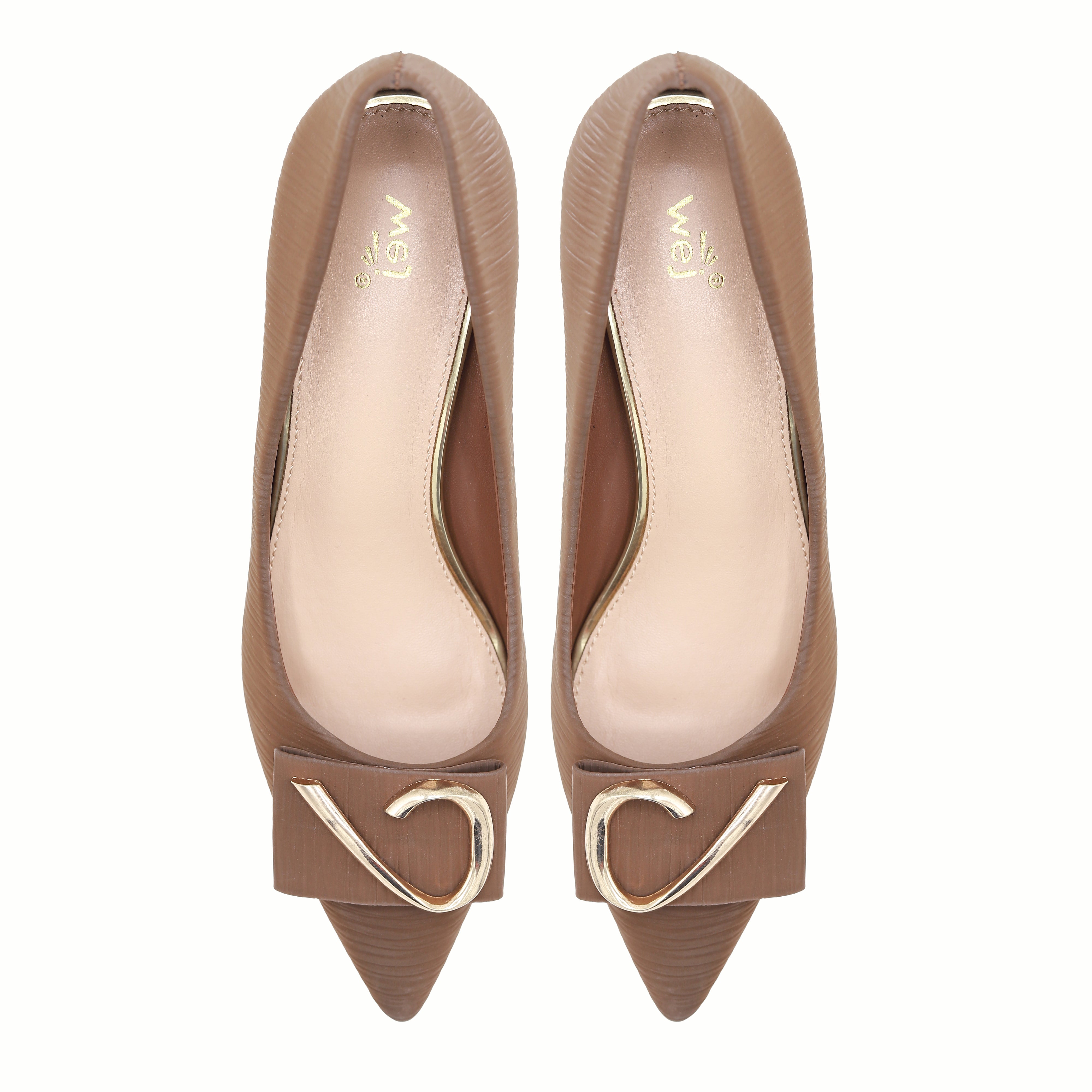 Brown Court Shoes with Gold Buckle - 8108181