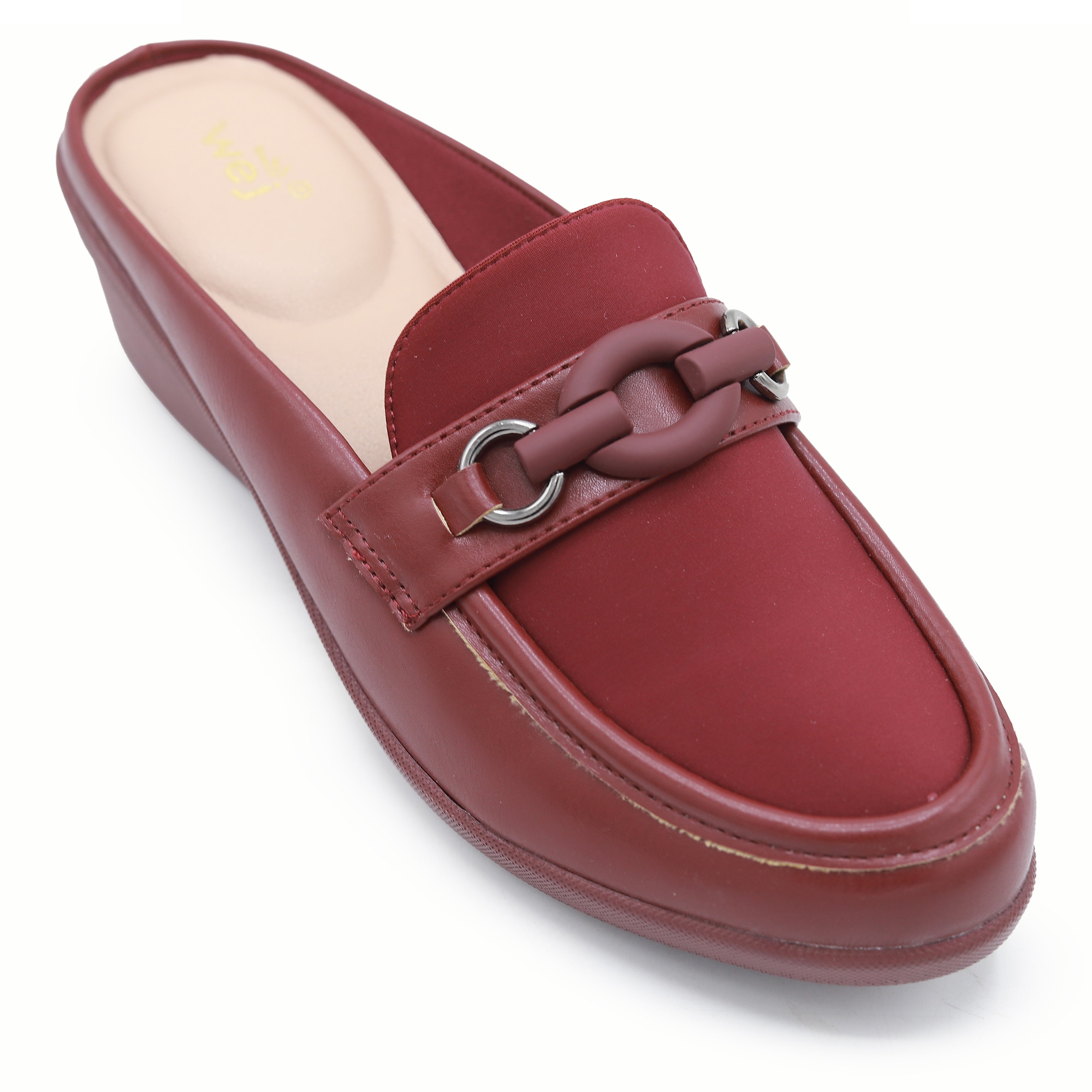 Maroon Chain Loafer Mules - 8007238