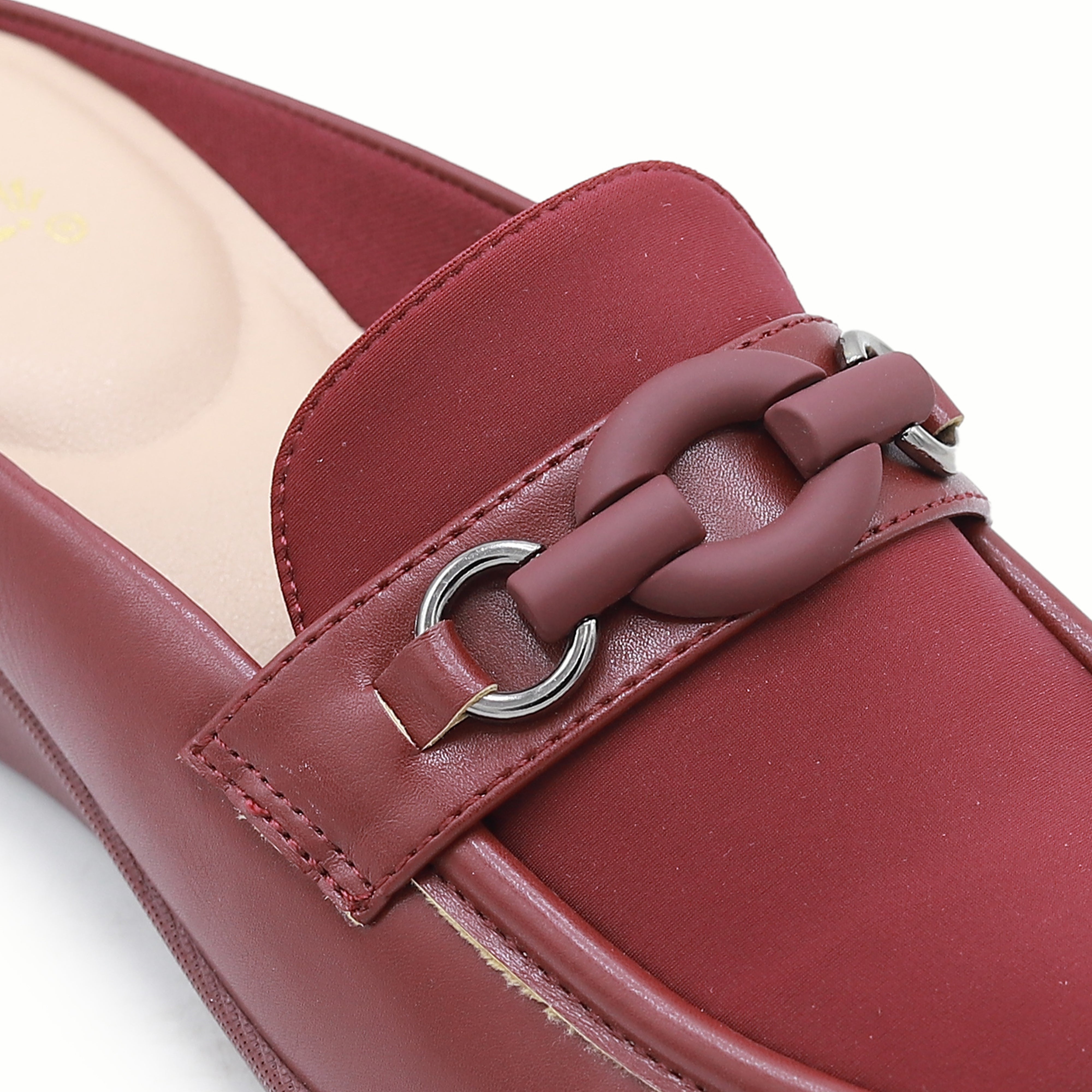 Maroon Chain Loafer Mules - 8007238