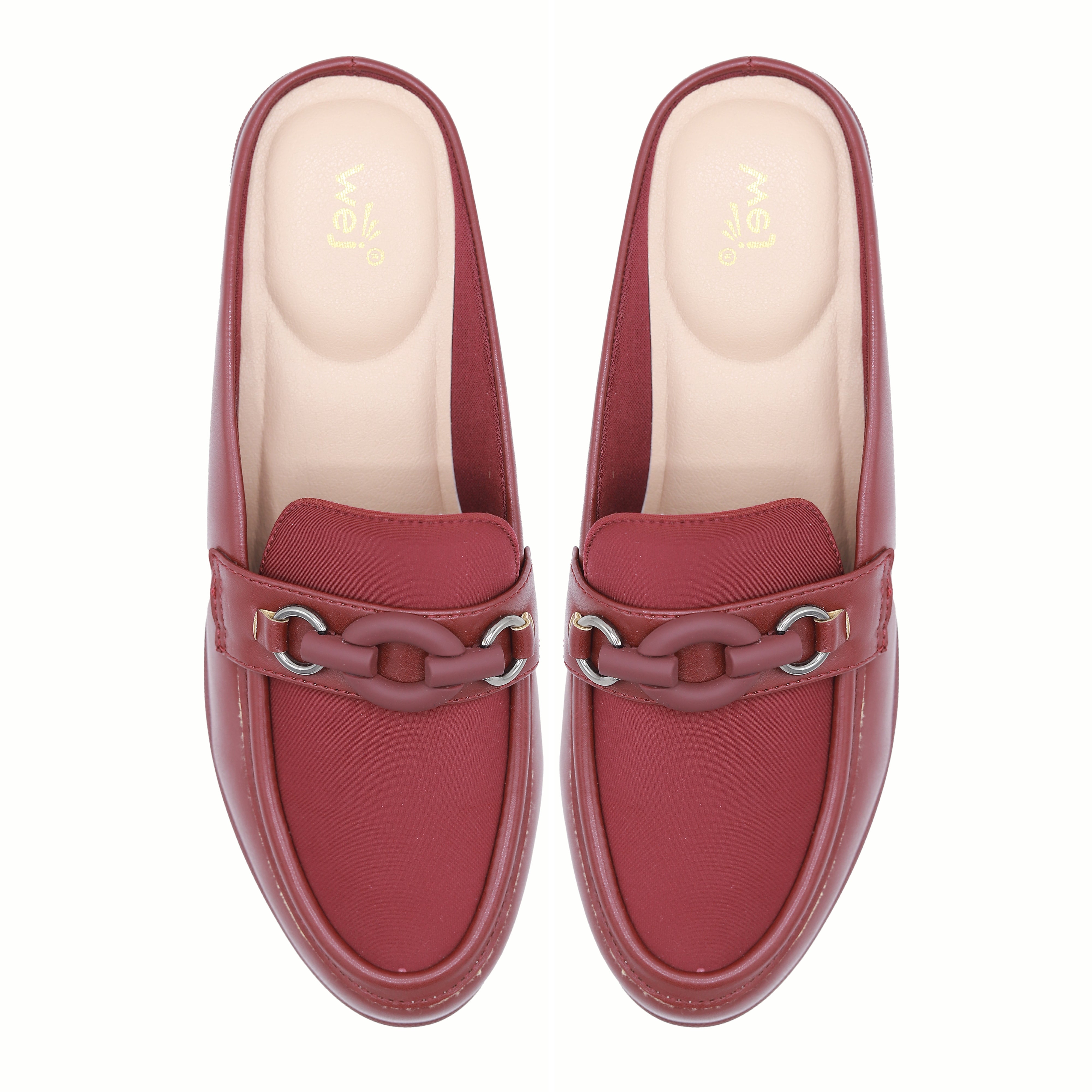 Maroon Chain Loafer Mules - 8007238