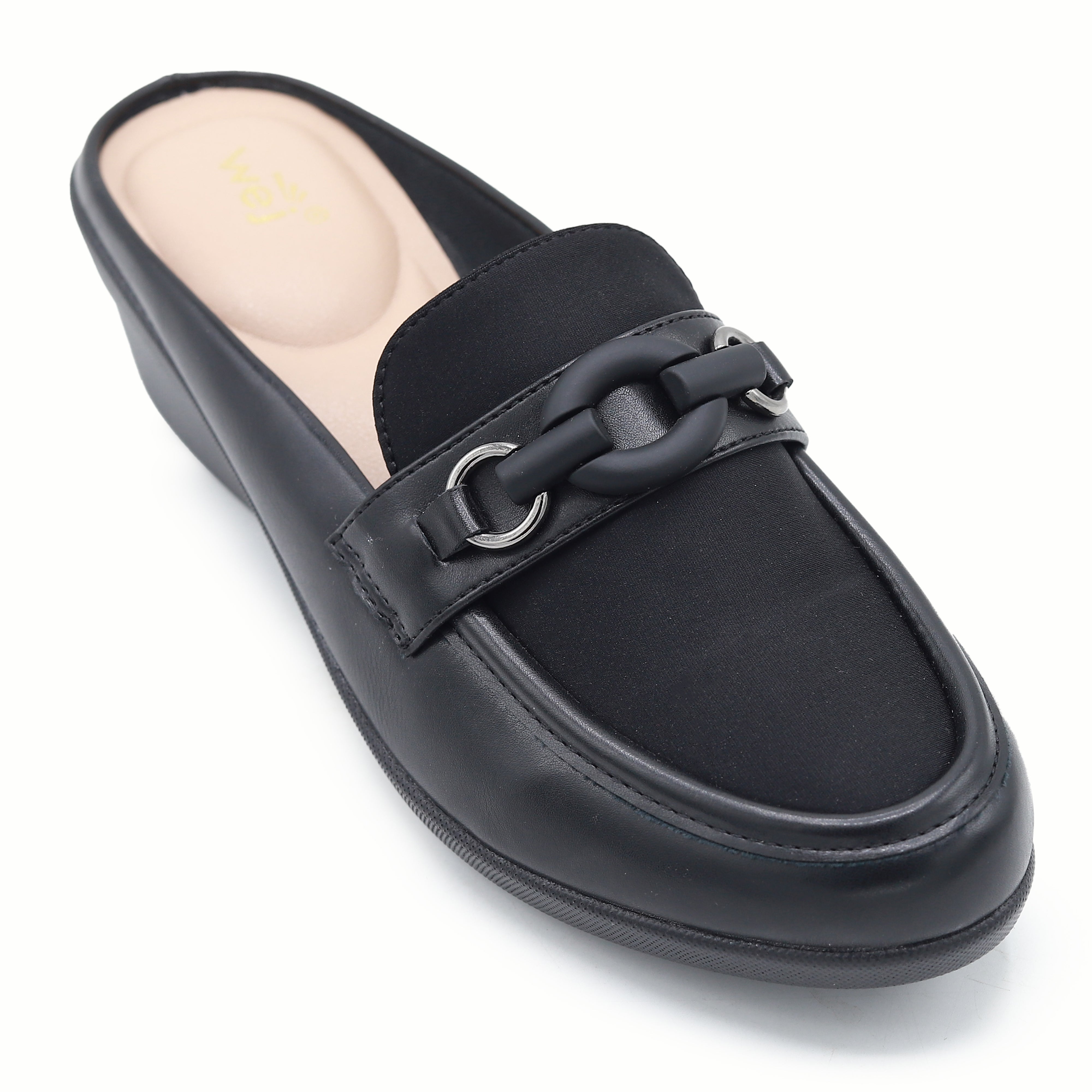 Black Chain Loafer Mules - 8007238