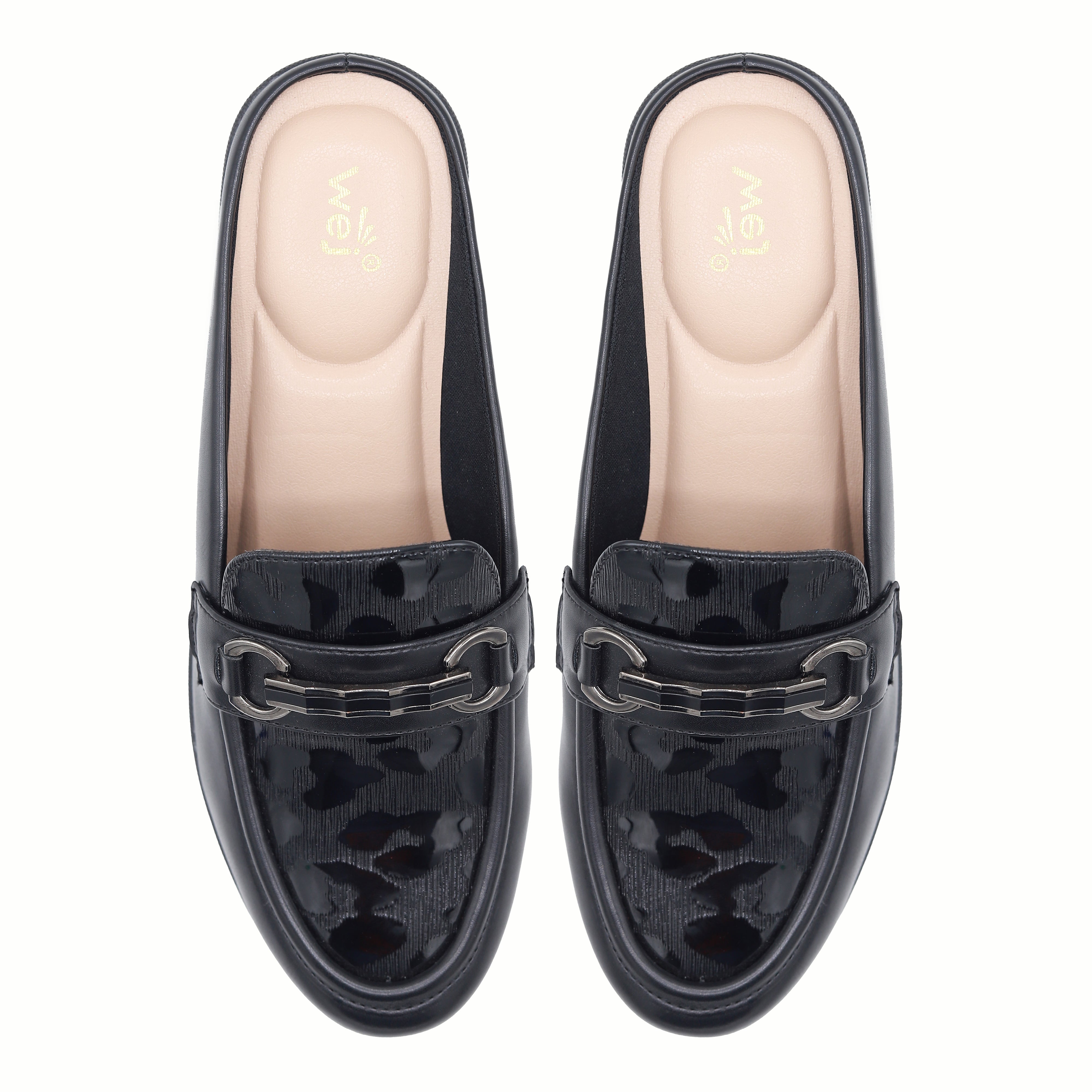 Black Leopard Wedge Half Shoes - 8007239