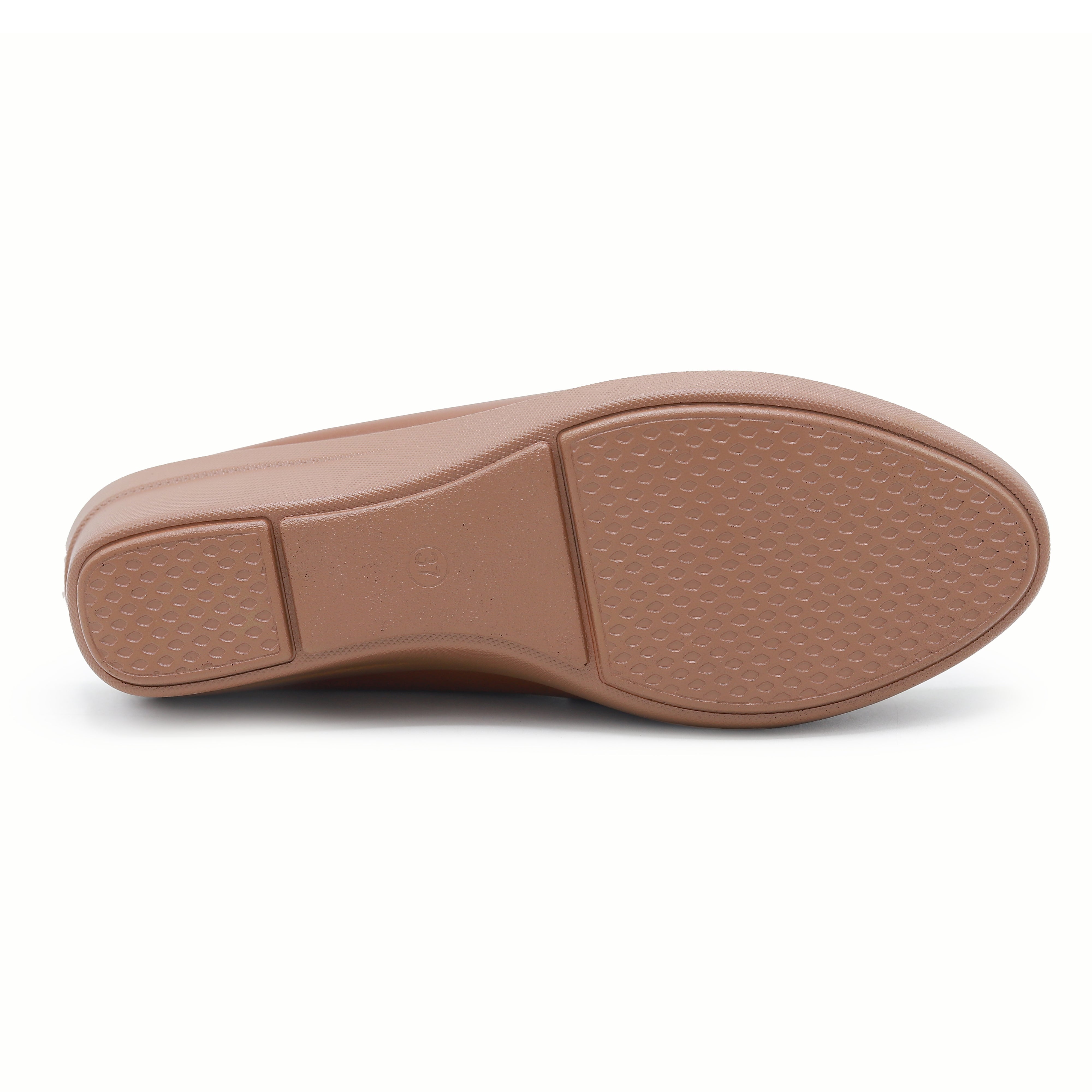 Coffee Textured Wedge Half Shoes - 8007239