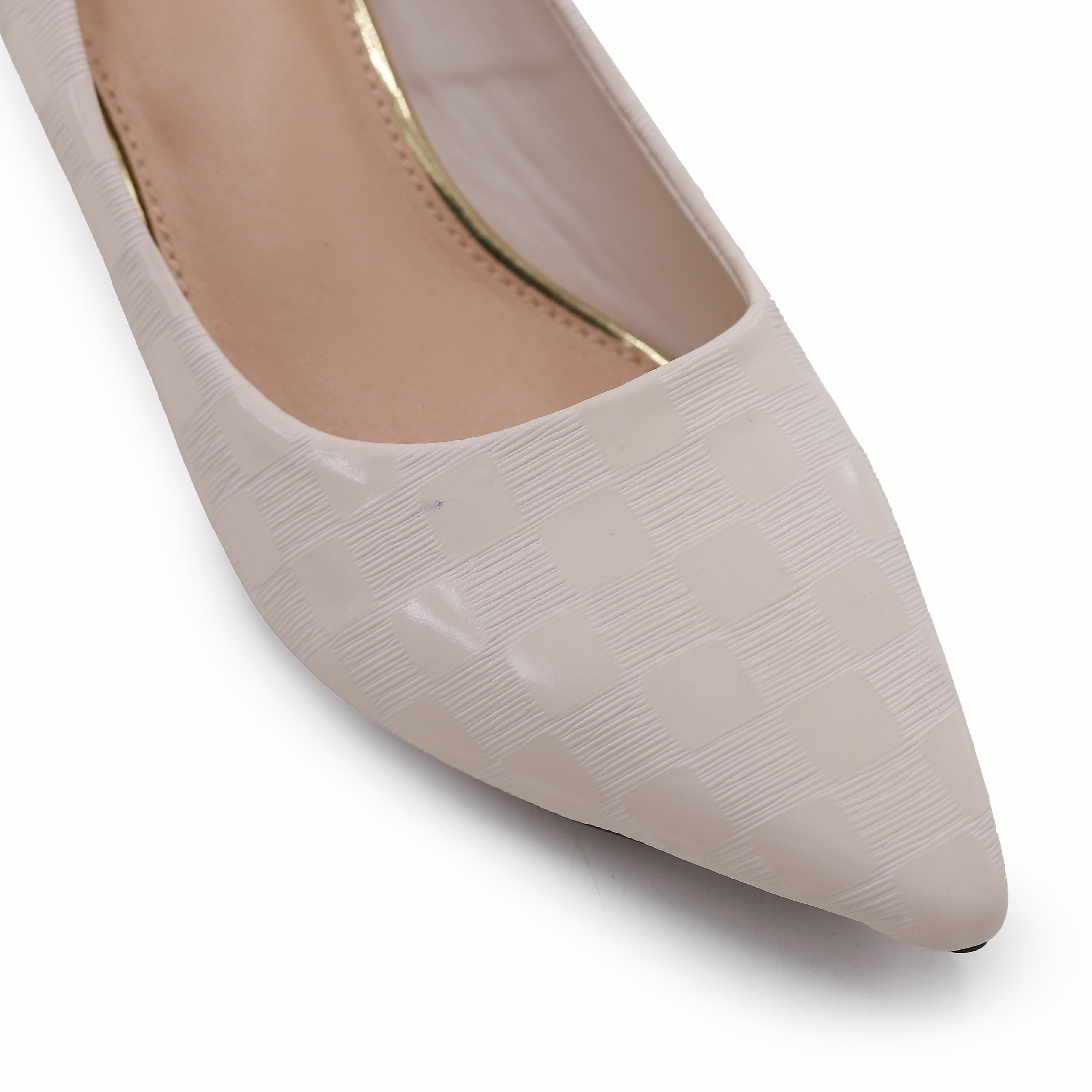 Beige Checkered Court Shoes - 8108159