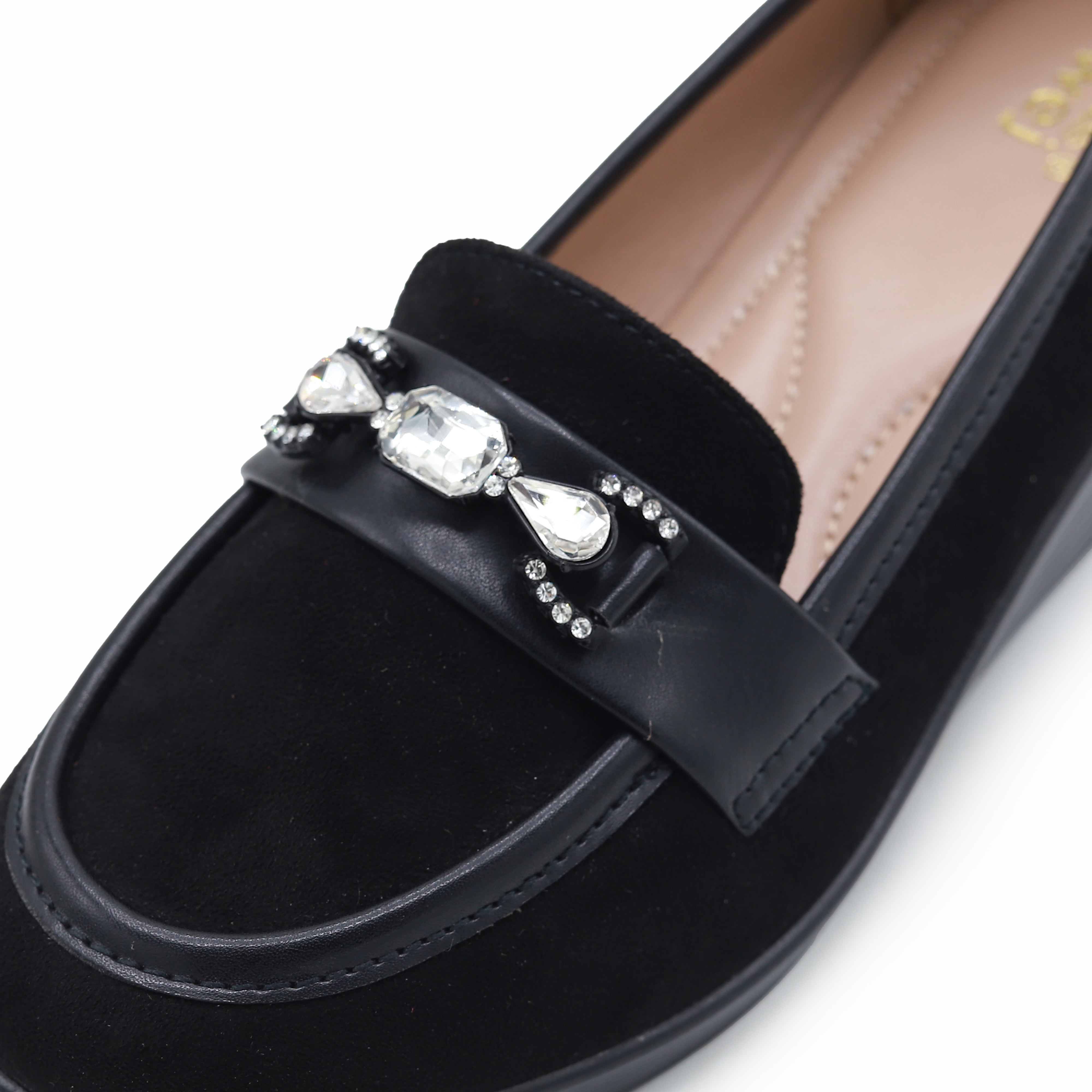 Black Suede Wedge Loafers For Women 8004383