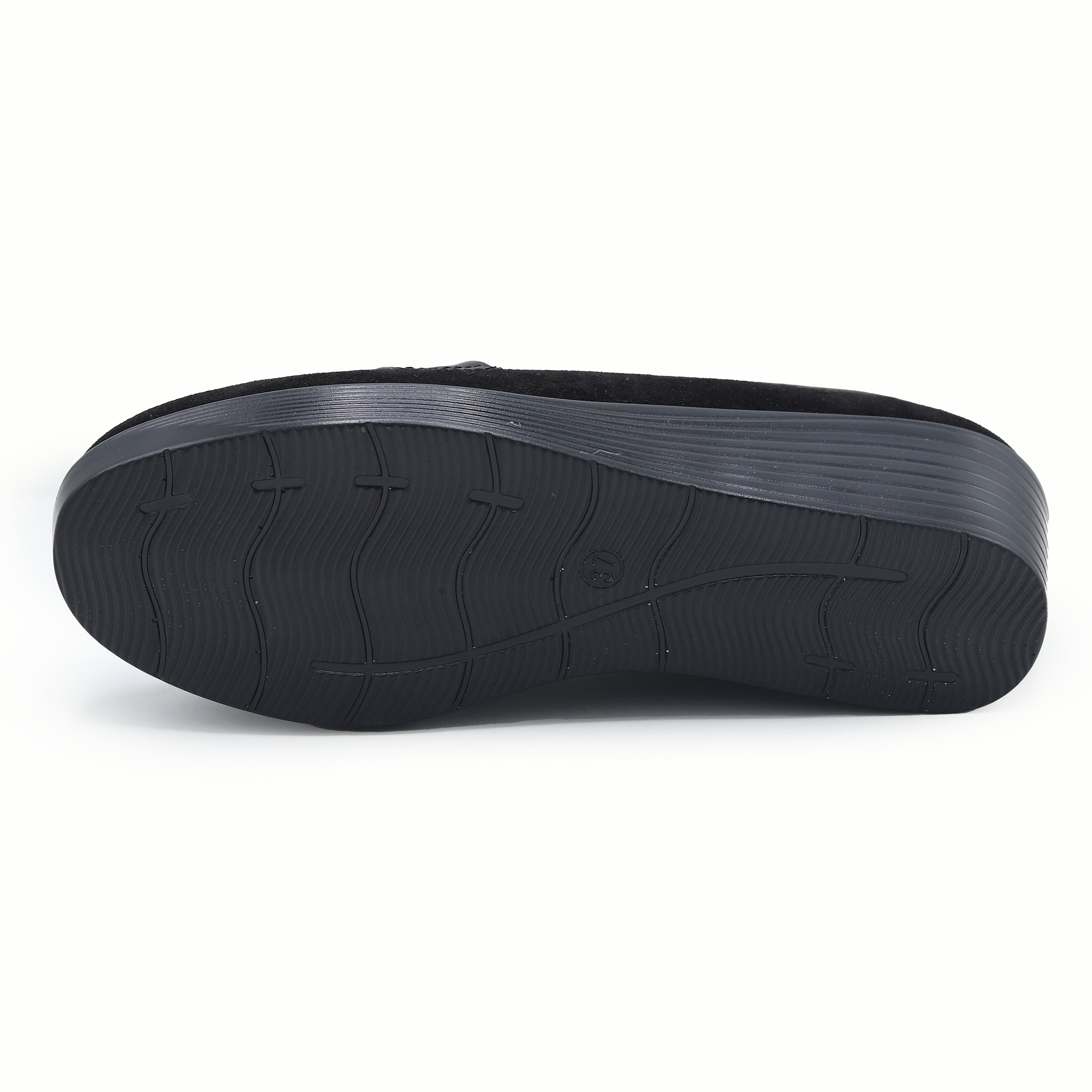 Black Suede Wedge Loafers For Women 8004383