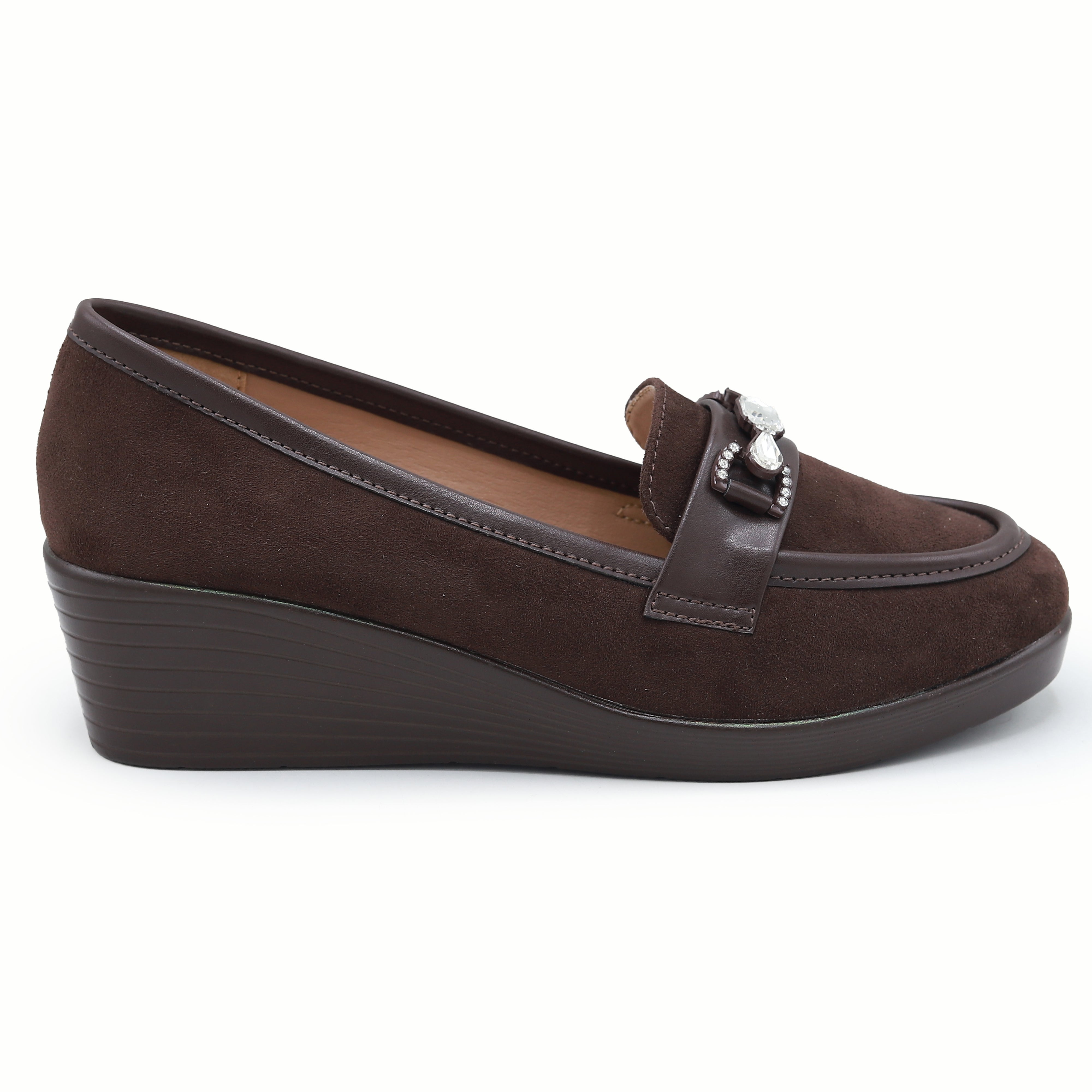 Coffee Wedge Loafers For Women 8004383