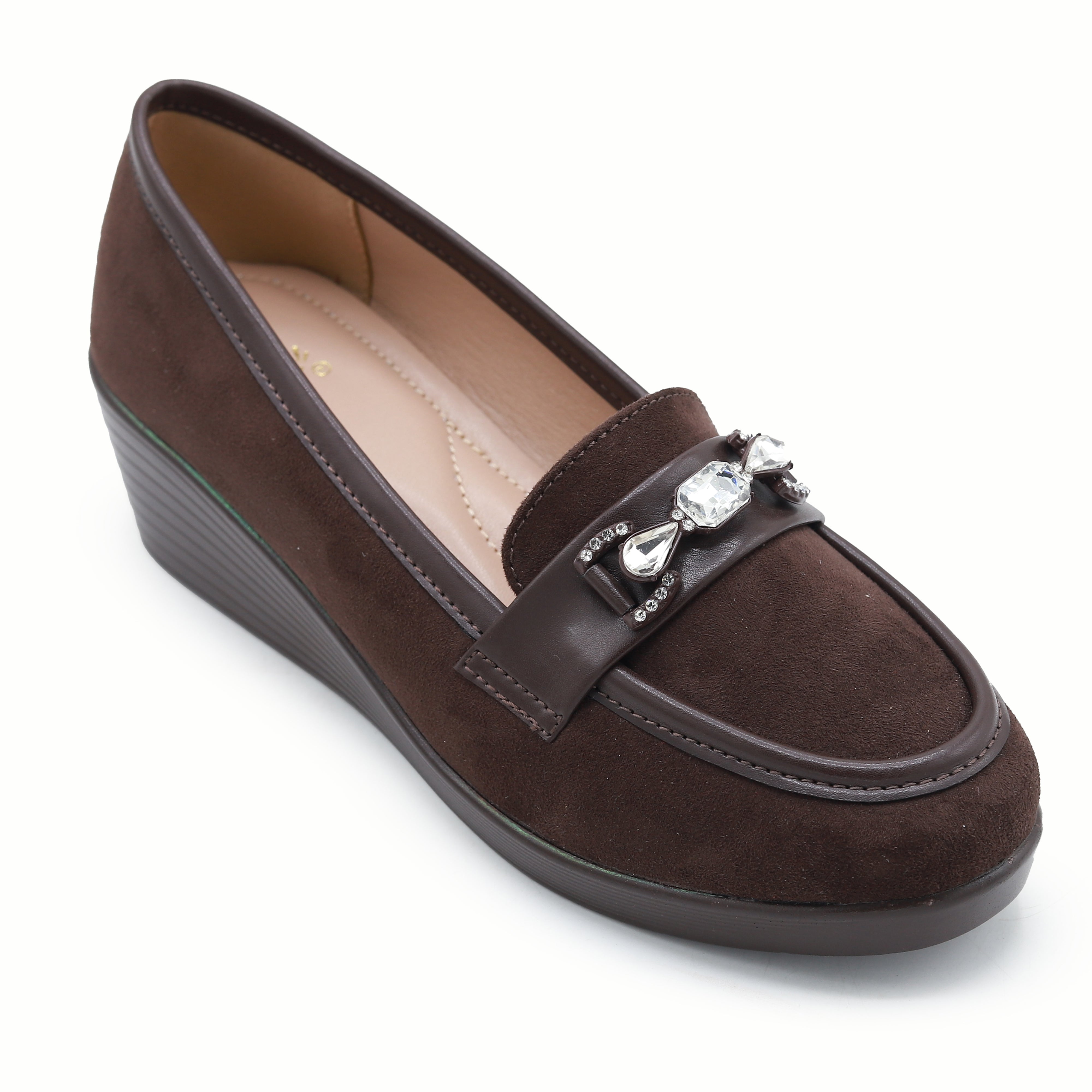 Coffee Wedge Loafers For Women 8004383