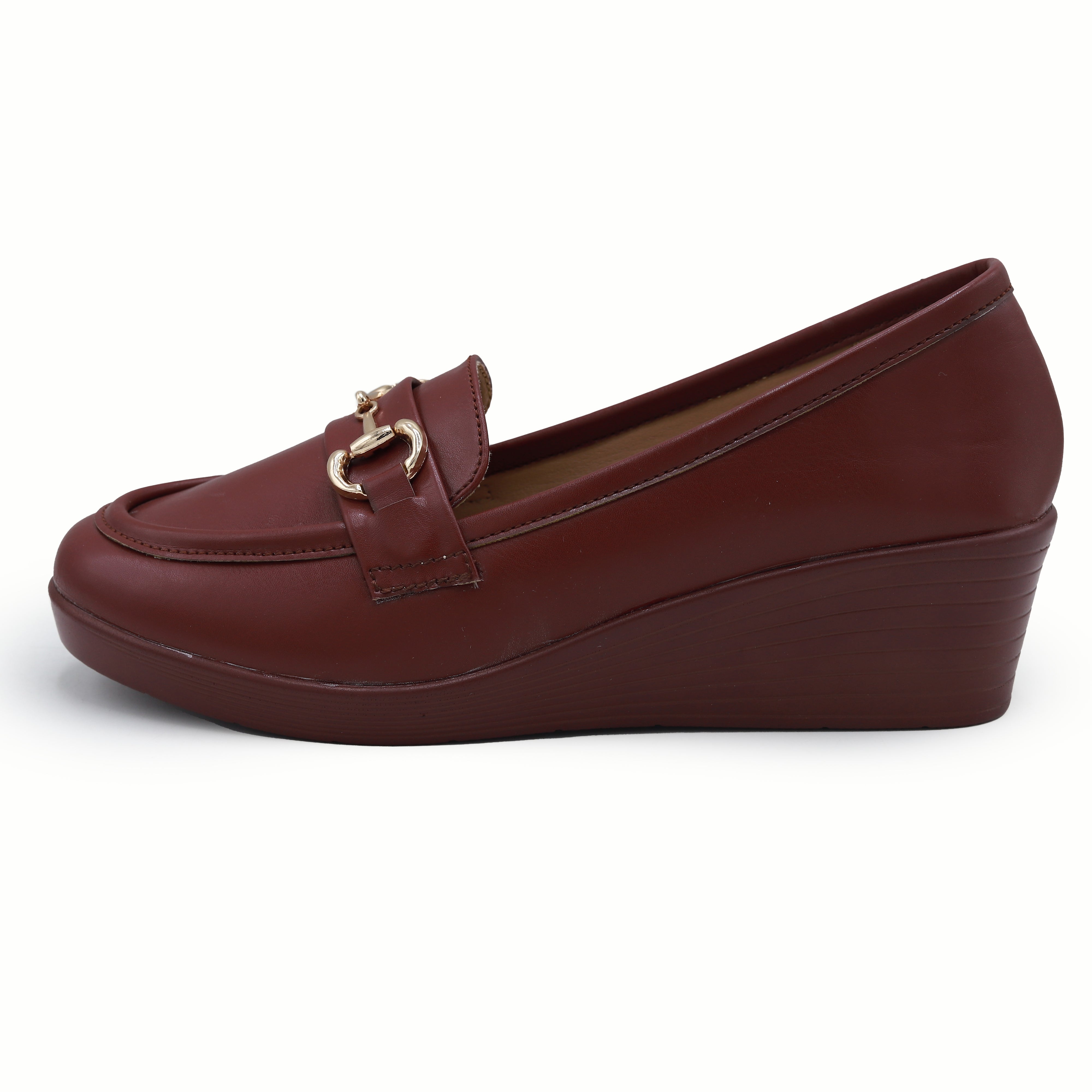 Maroon Women's Wedge Loafers  8004421
