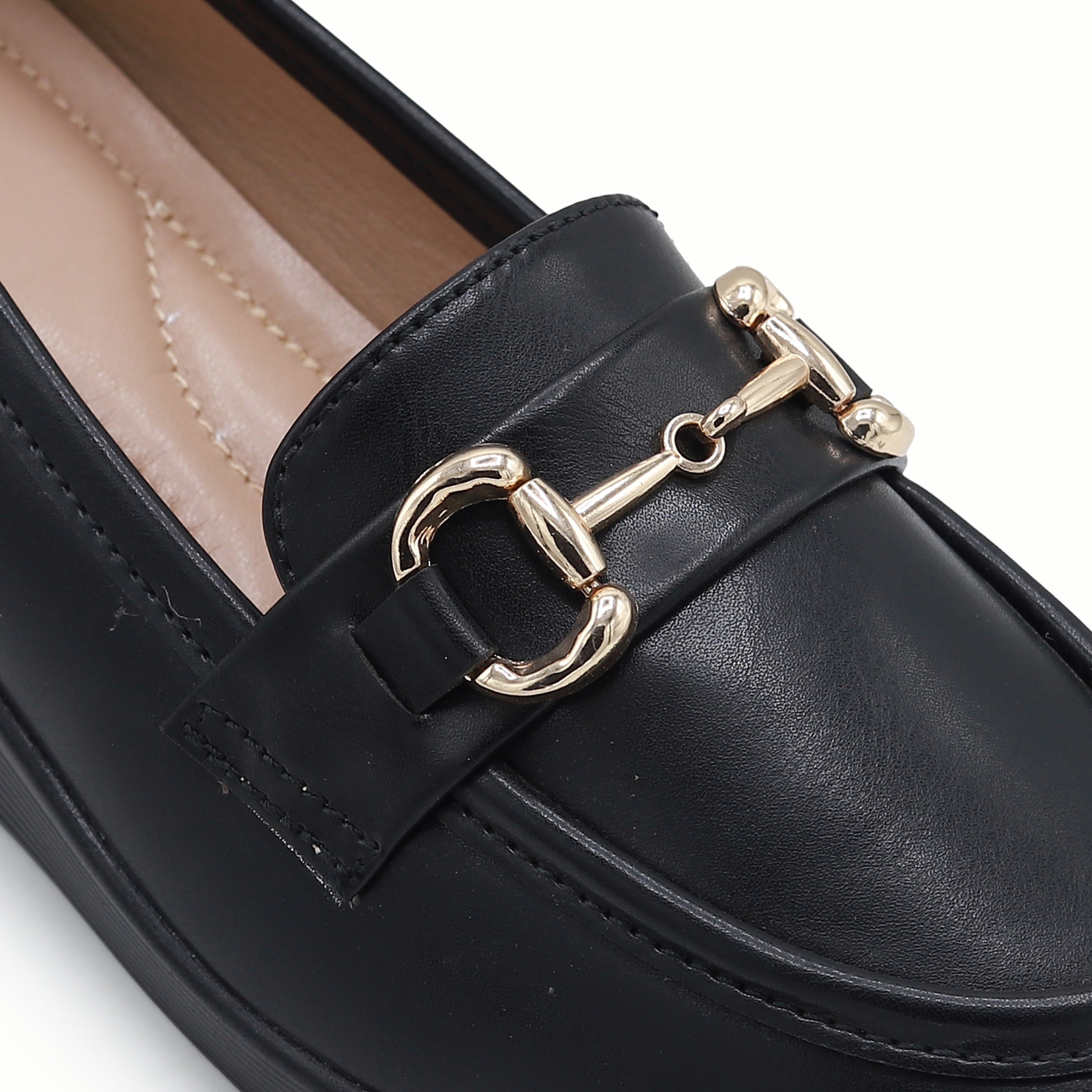 Black Women's Wedge Loafers  8004421