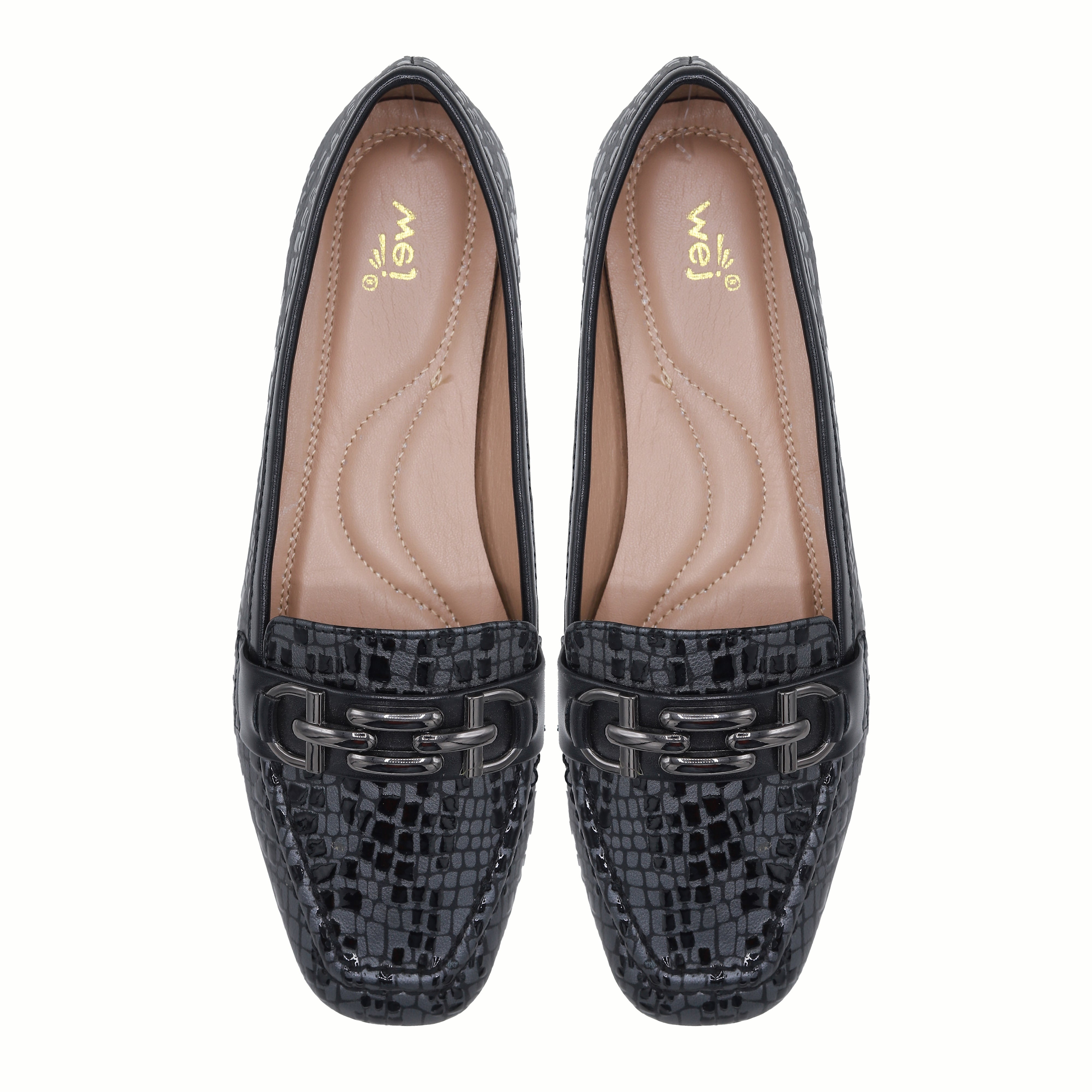 Black Women's Crocodile Loafers 8004416