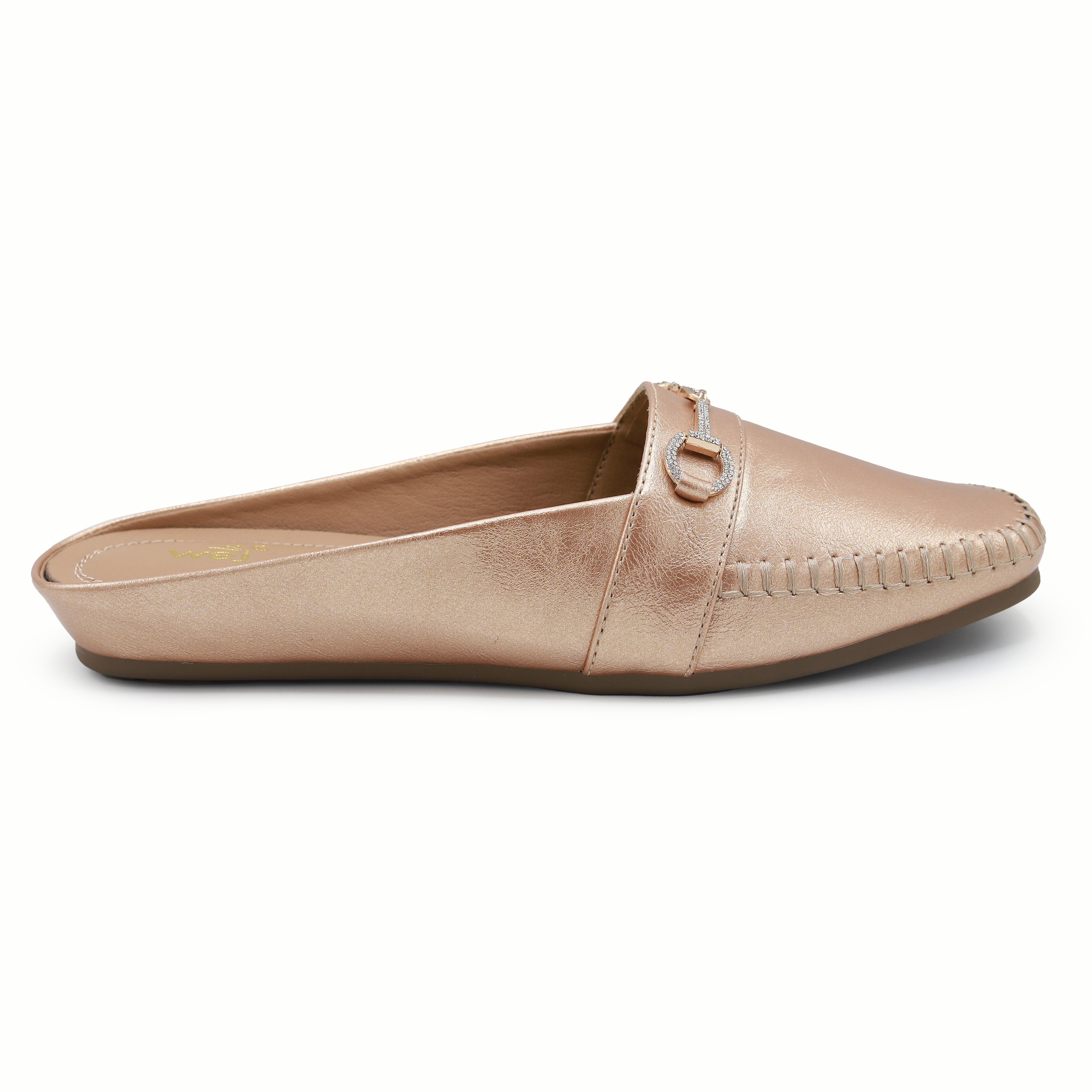 Champagne Metallic Loafer Mules 8004336