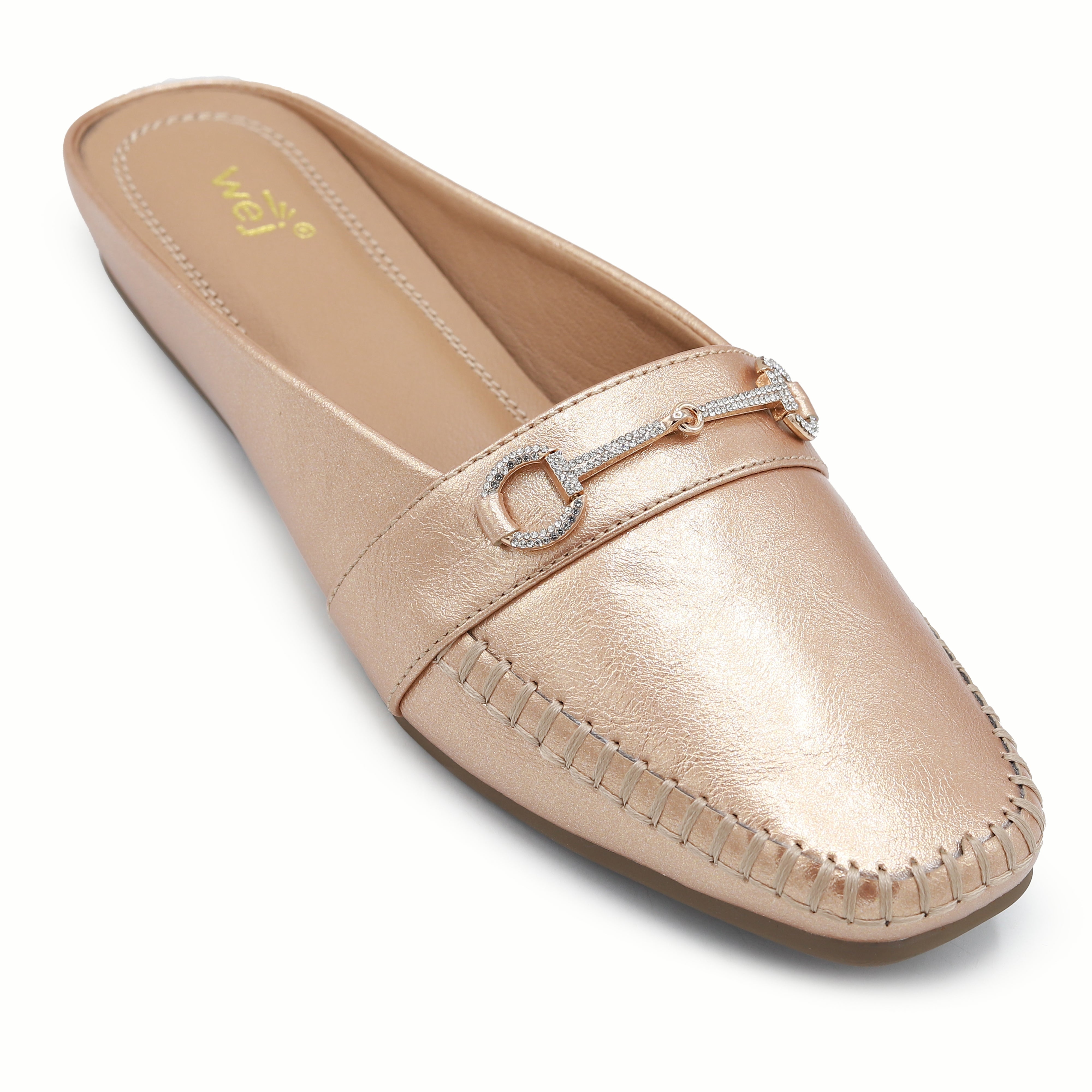 Champagne Metallic Loafer Mules 8004336