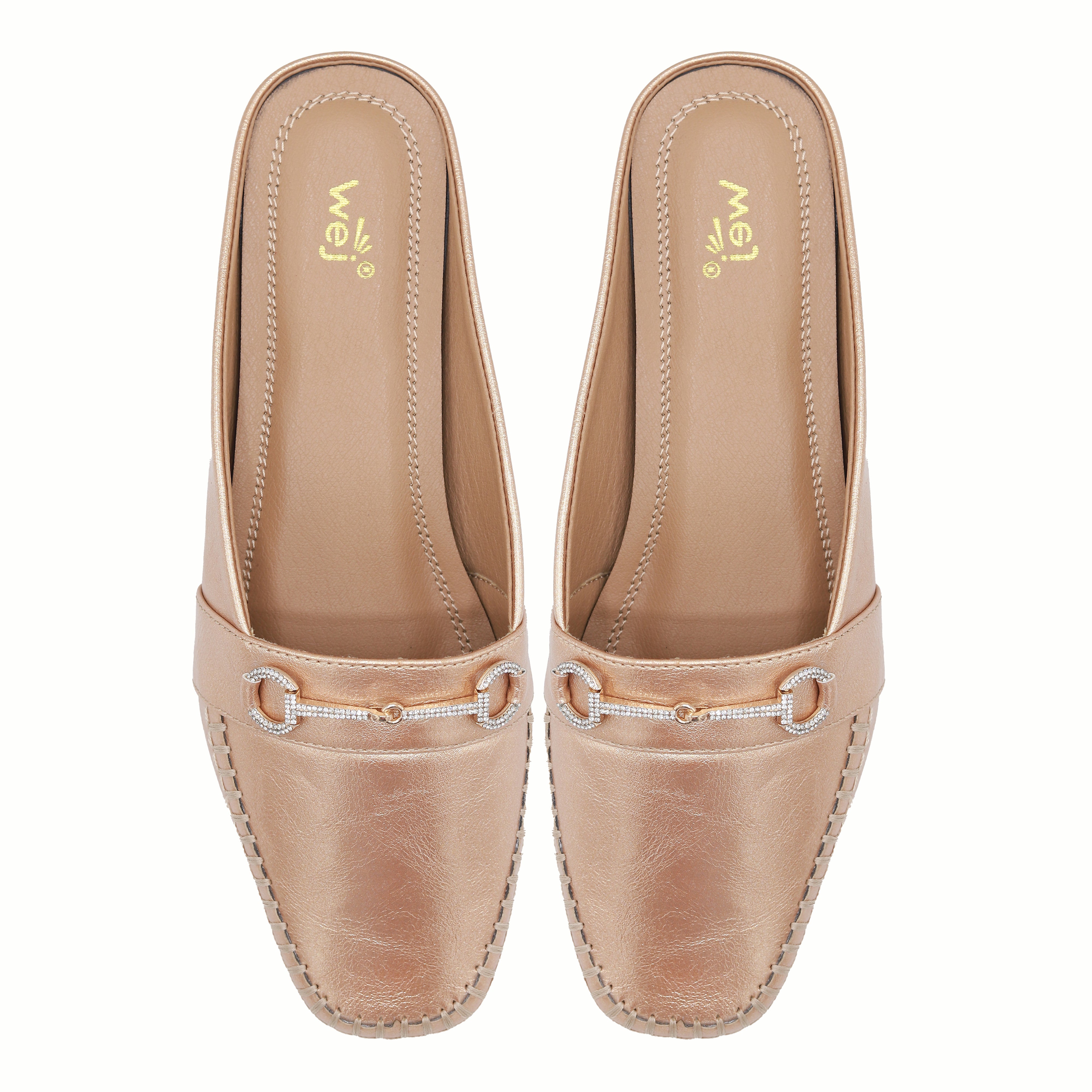 Champagne Metallic Loafer Mules 8004336