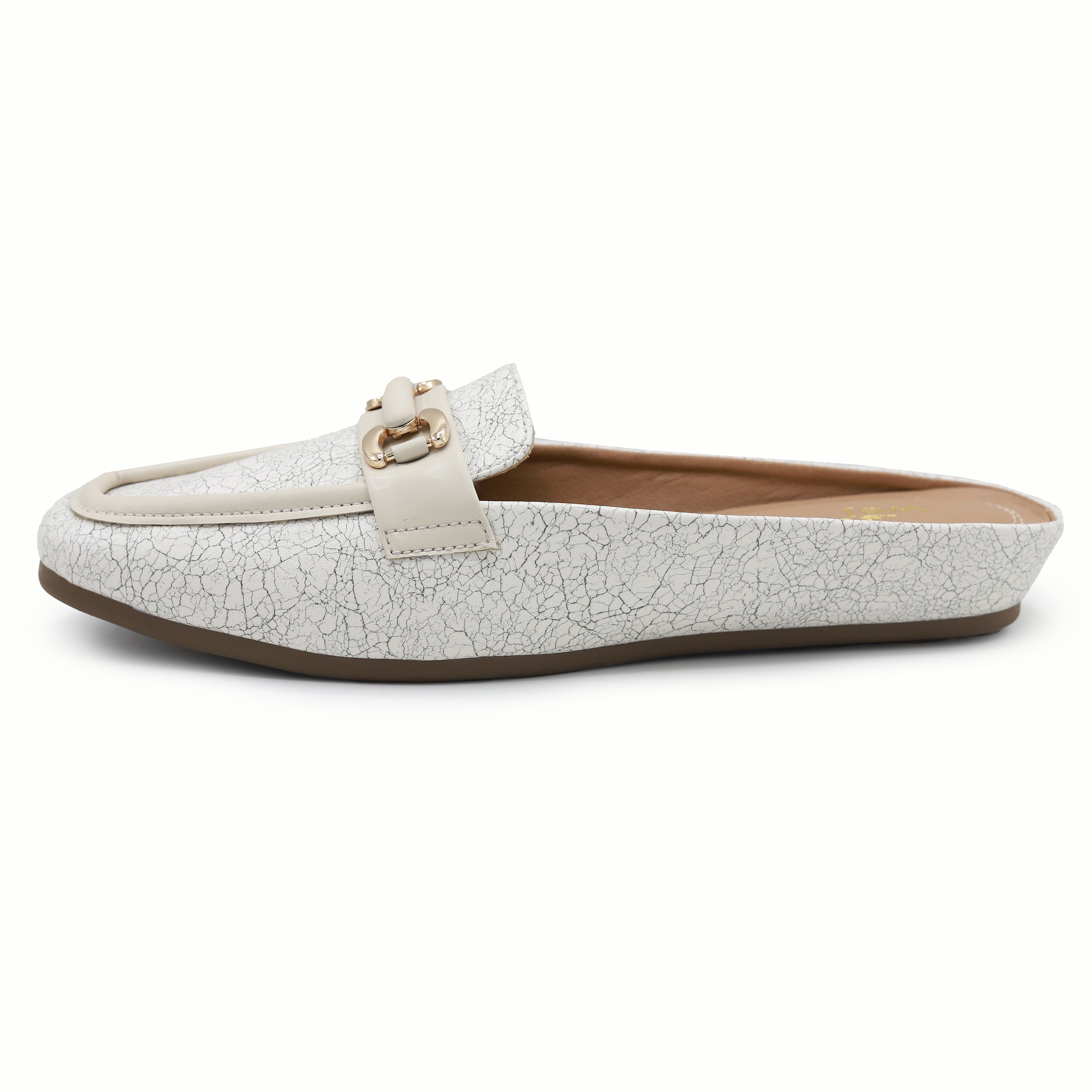 White Crackle Women's Half Shoes 8004334