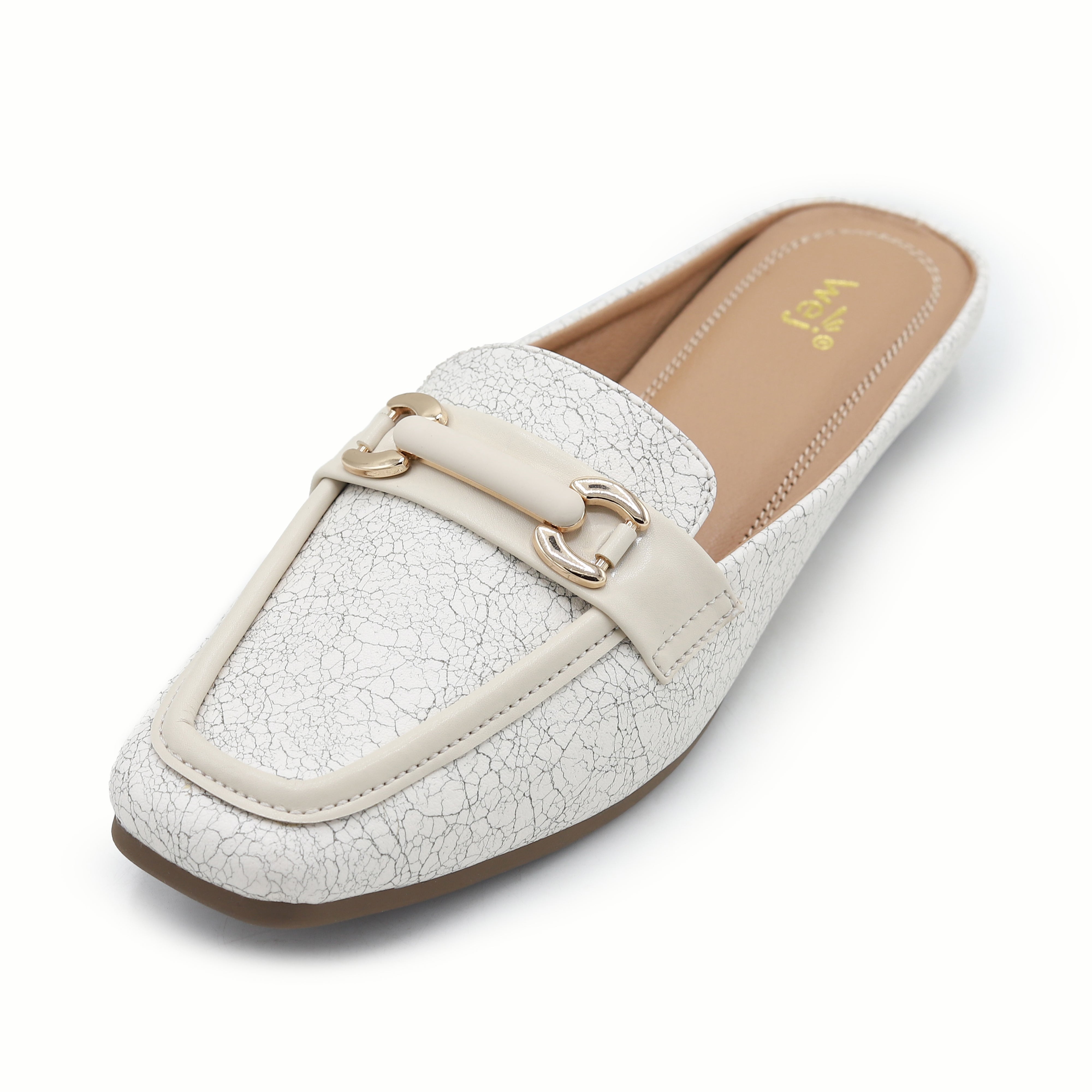 White Crackle Women's Half Shoes 8004334