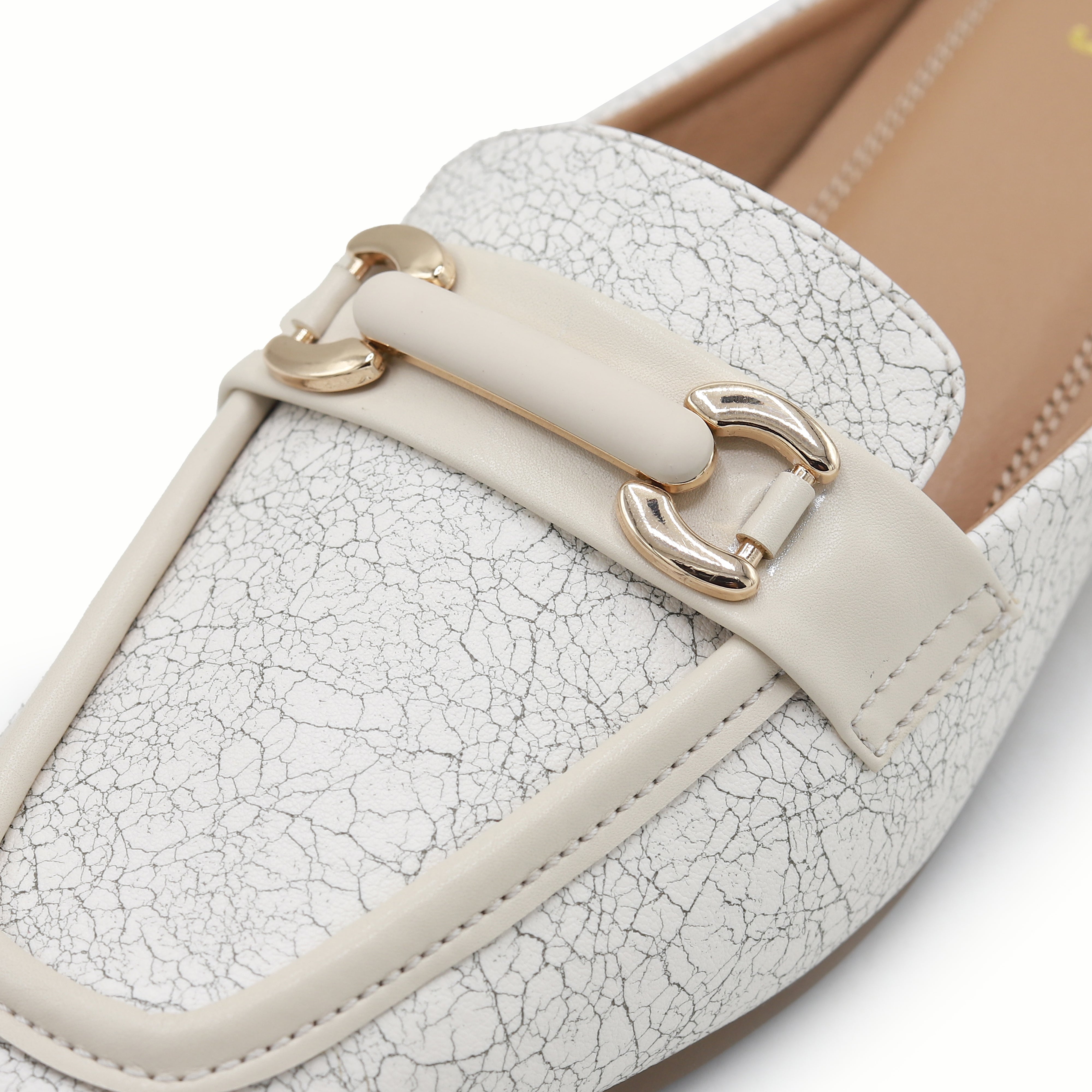 White Crackle Women's Half Shoes 8004334