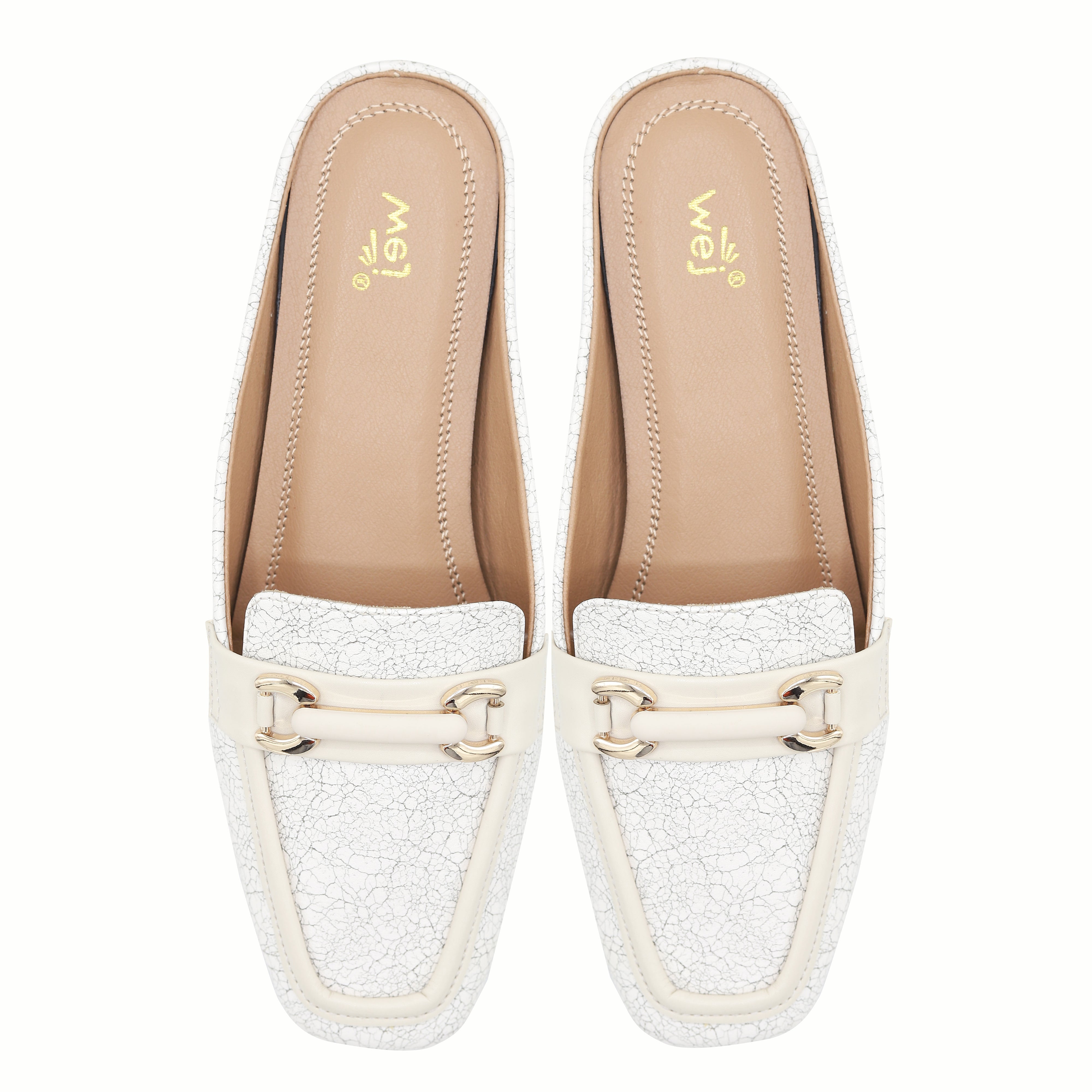 White Crackle Women's Half Shoes 8004334