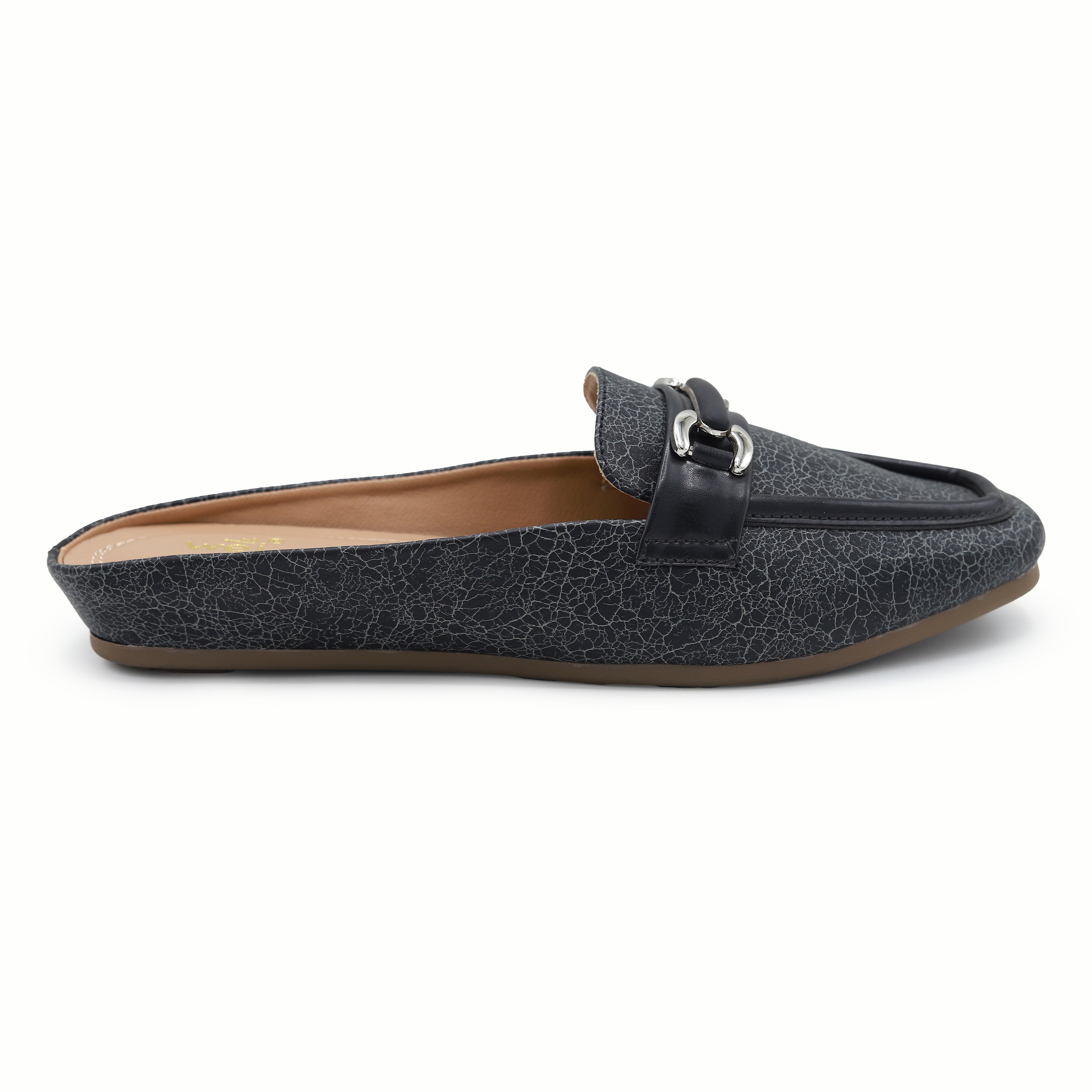 Black Women's Backless Half Shoes 8004334