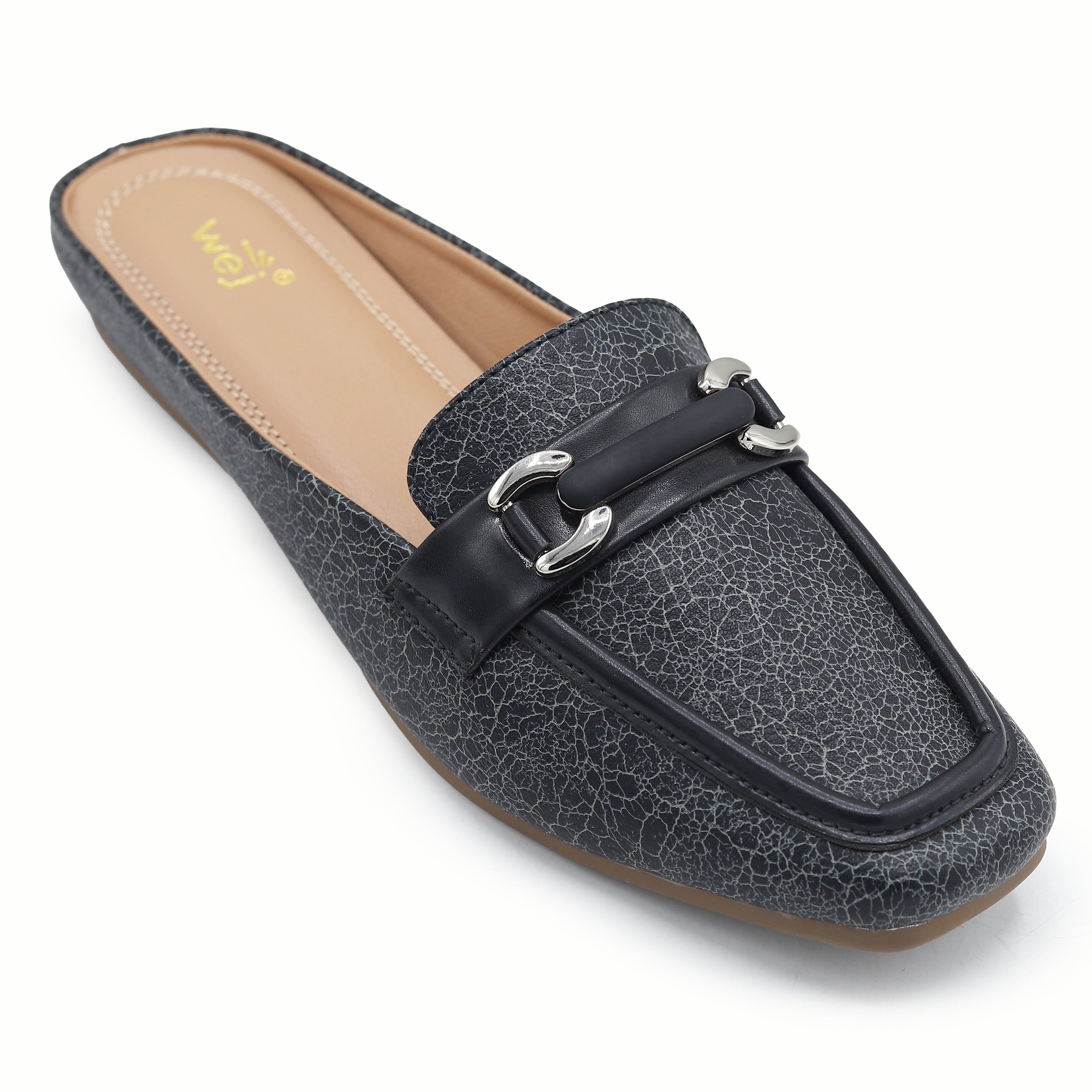 Black Women's Backless Half Shoes 8004334
