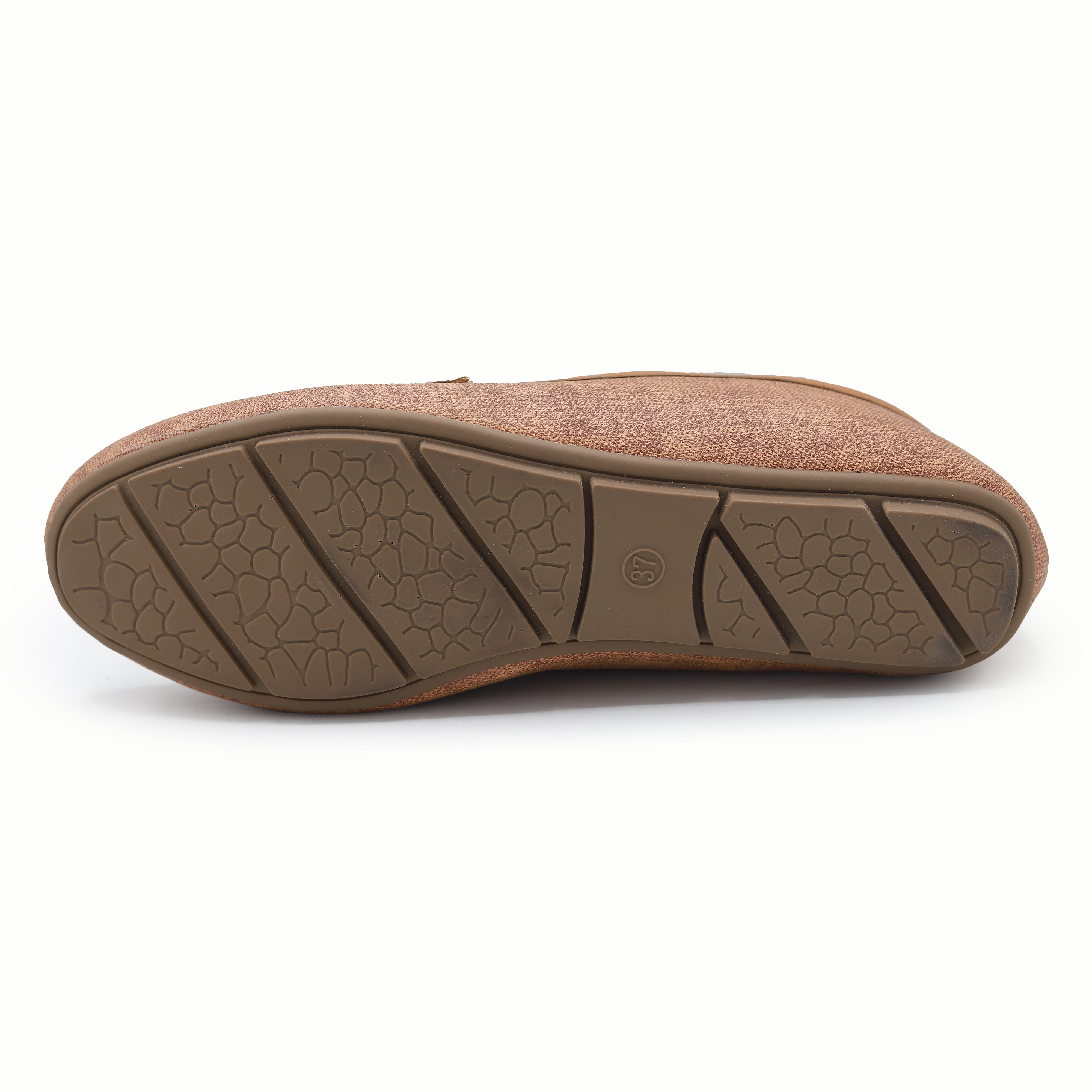 Tan Textured Loafer For Women 8004398