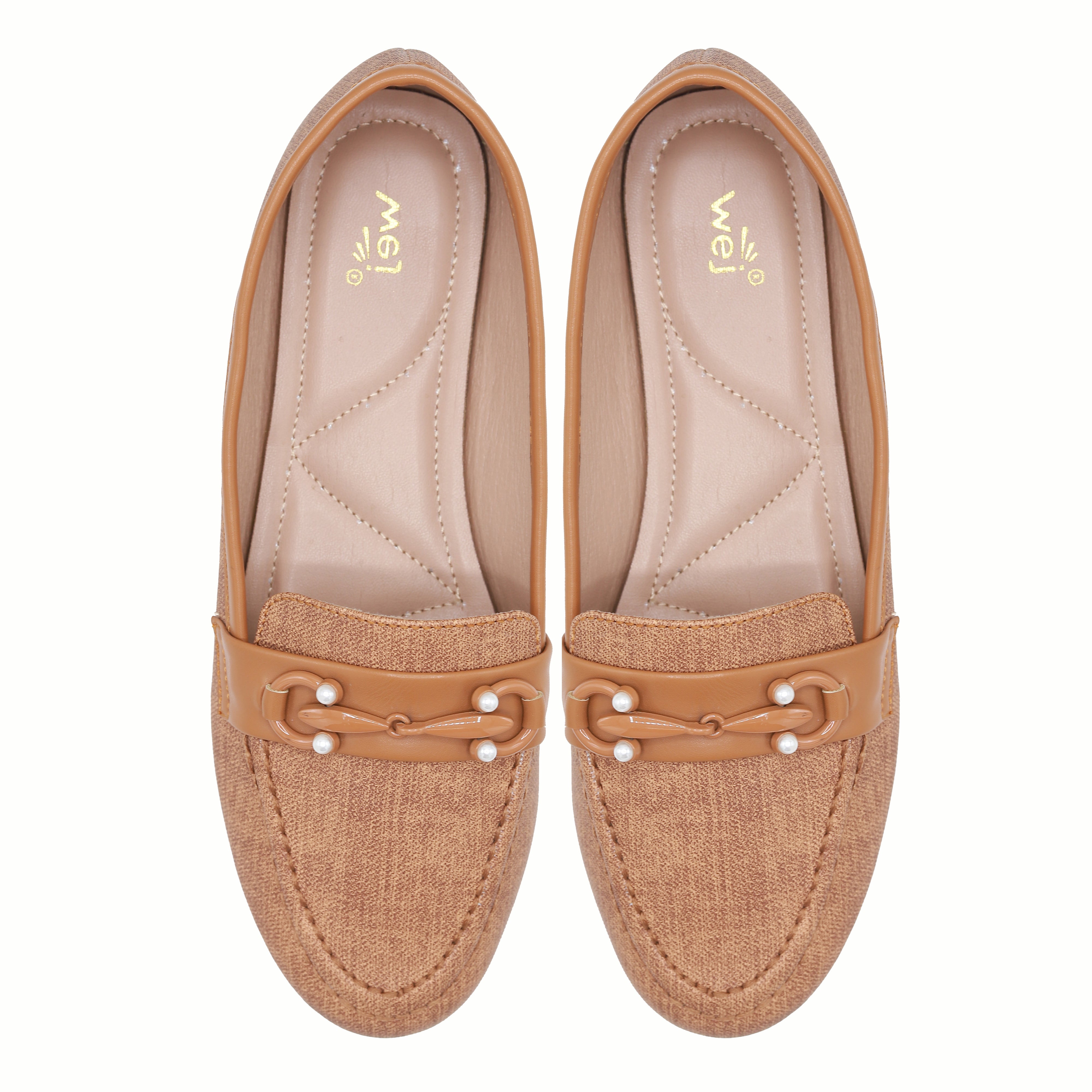 Tan Textured Loafer For Women 8004398