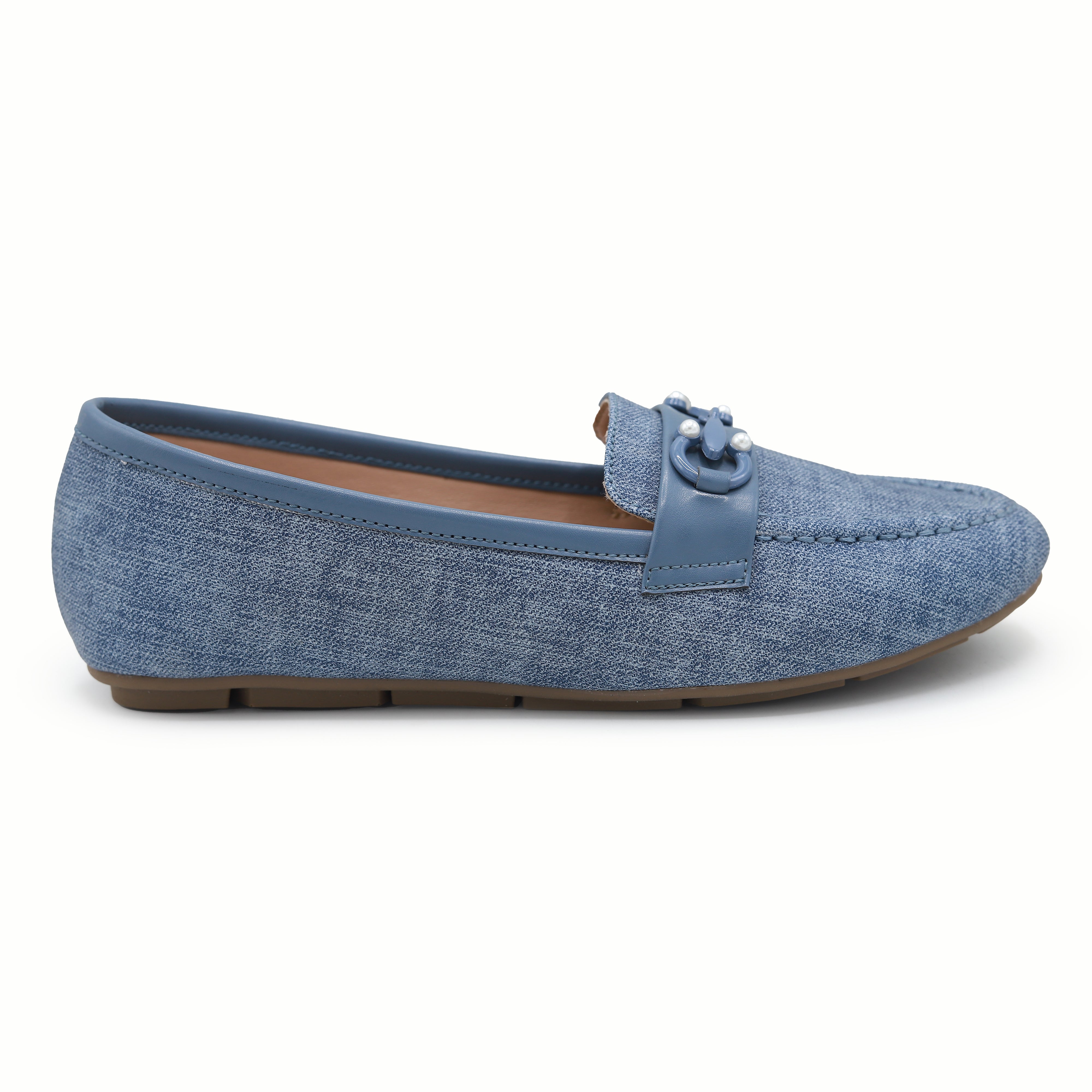 Blue Denim Loafers For Women 8004398