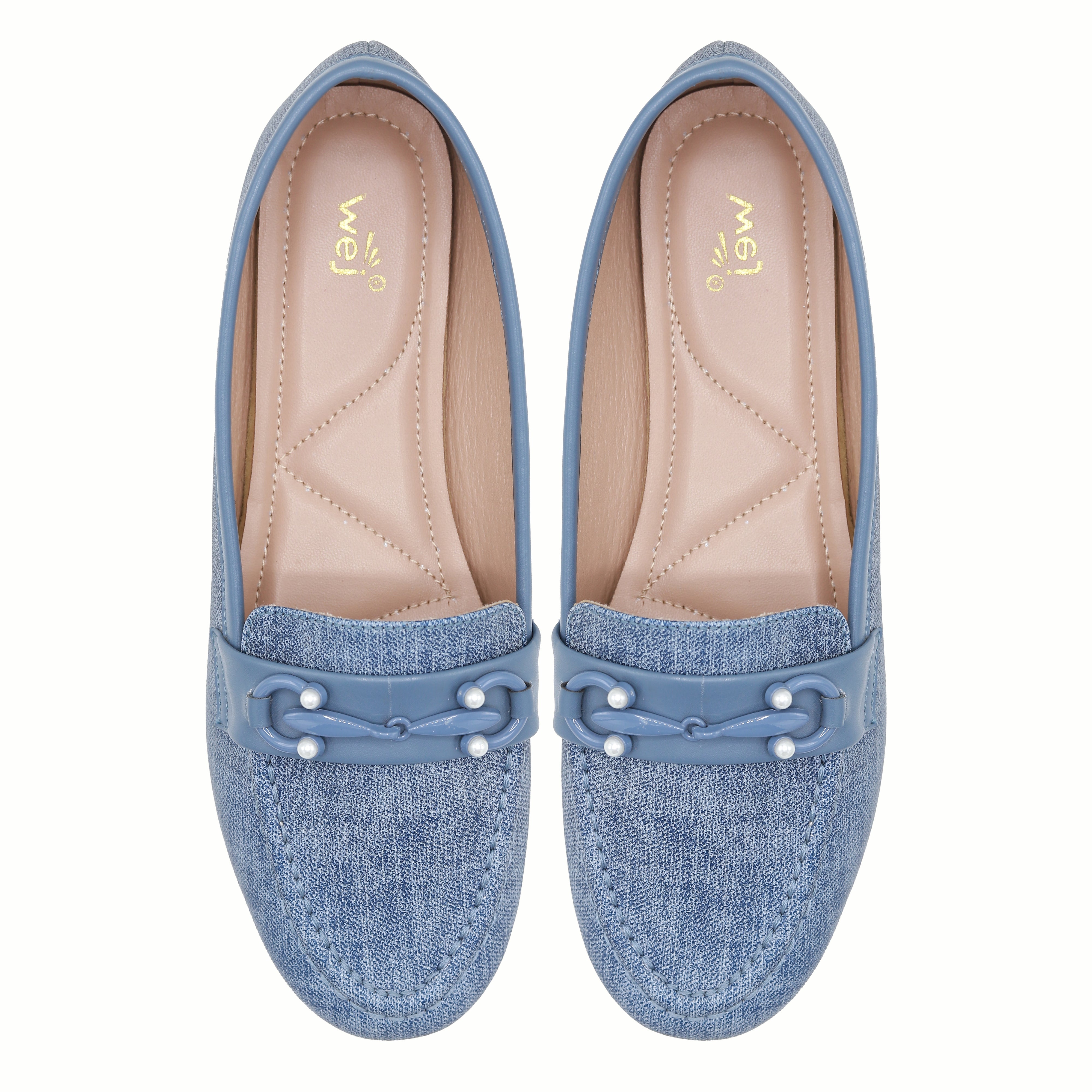 Blue Denim Loafers For Women 8004398