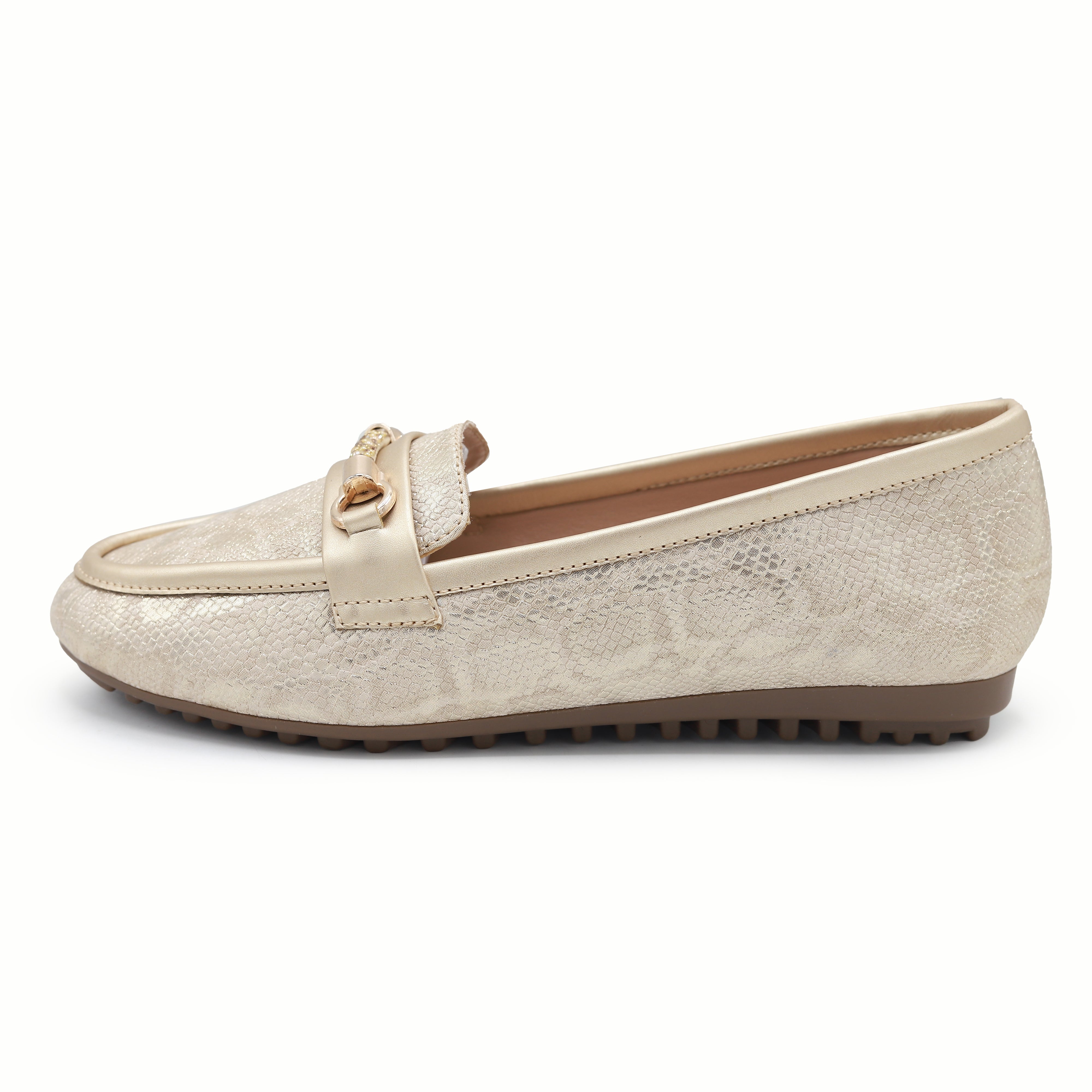 Gold Metallic Loafer For Women 8004396