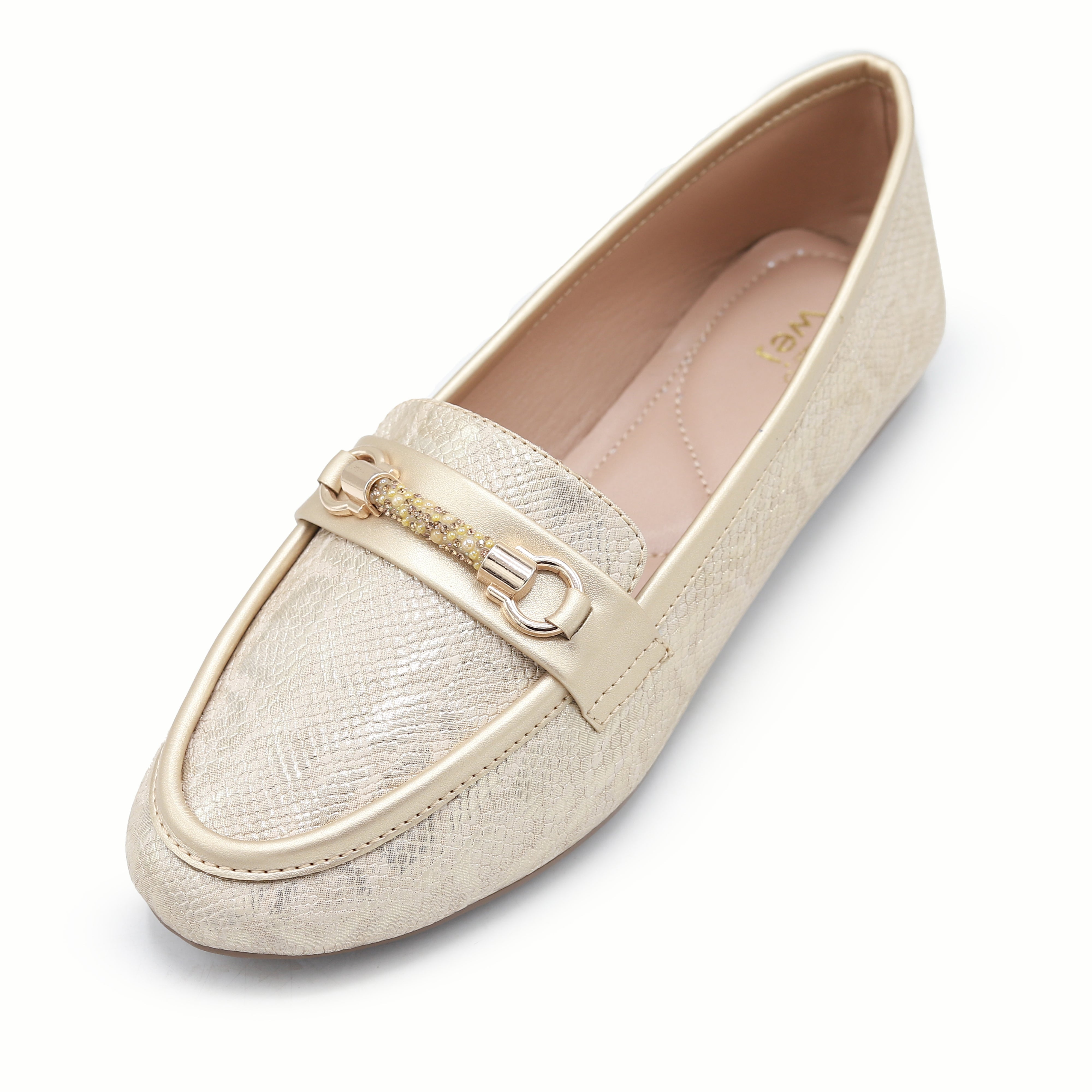 Gold Metallic Loafer For Women 8004396