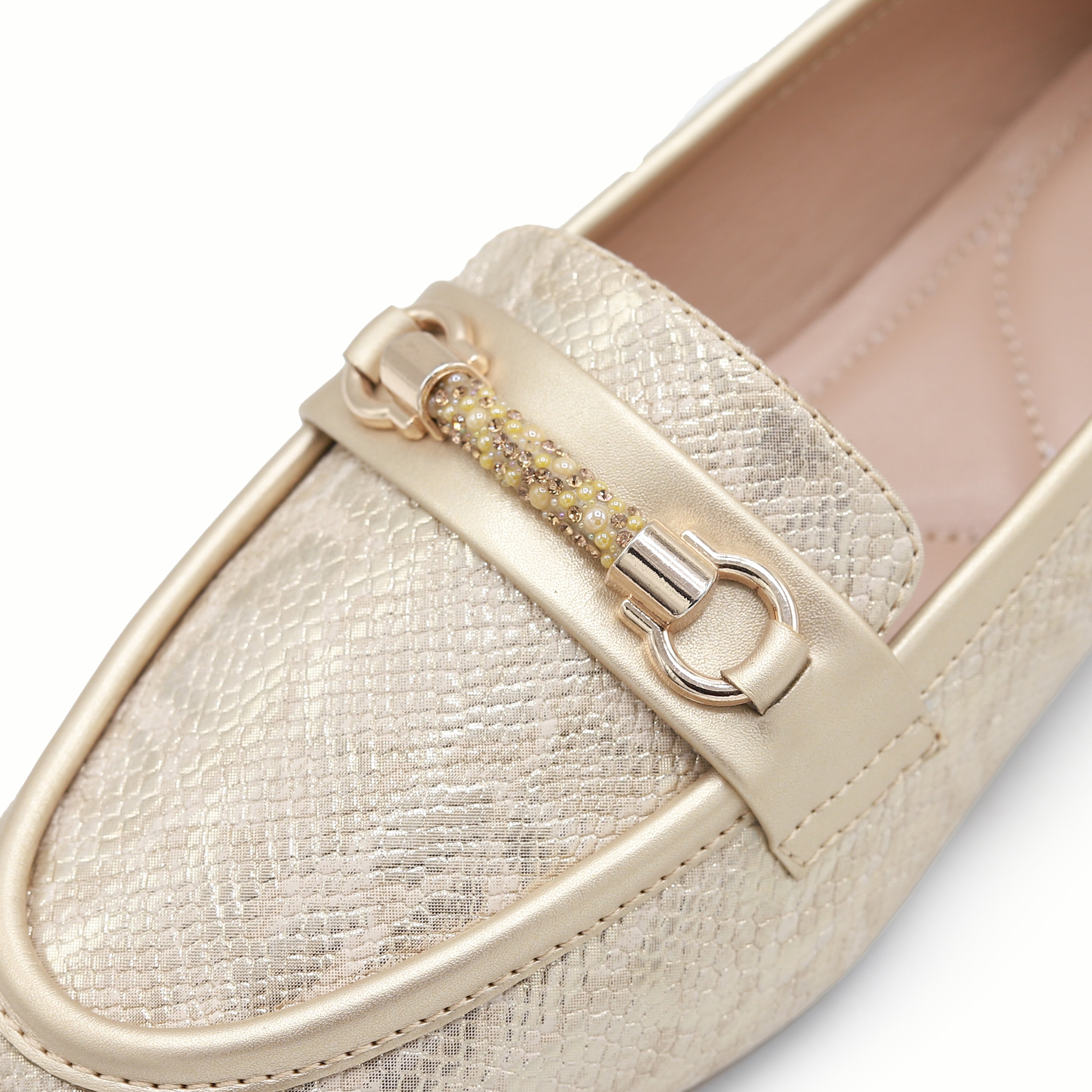 Gold Metallic Loafer For Women 8004396