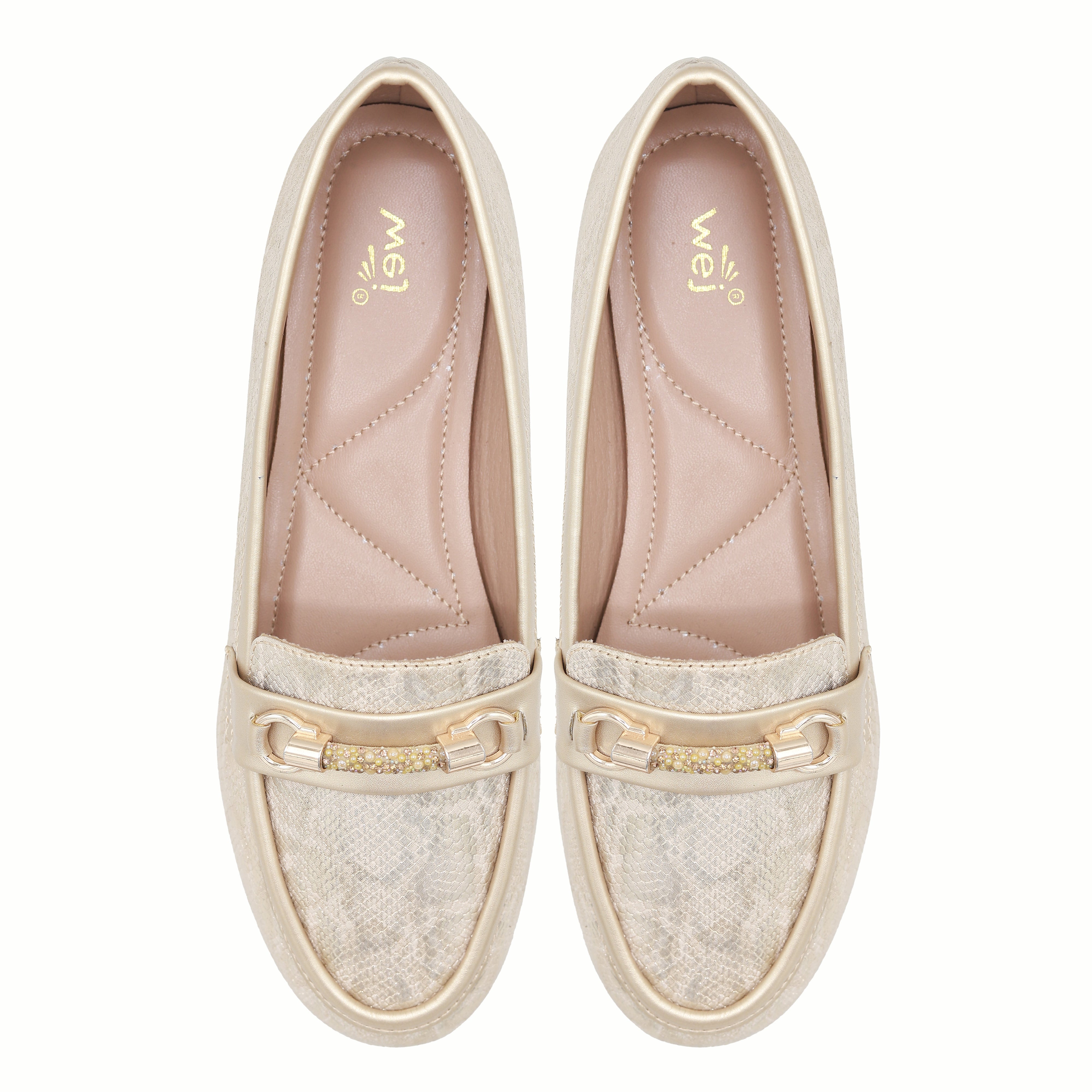 Gold Metallic Loafer For Women 8004396
