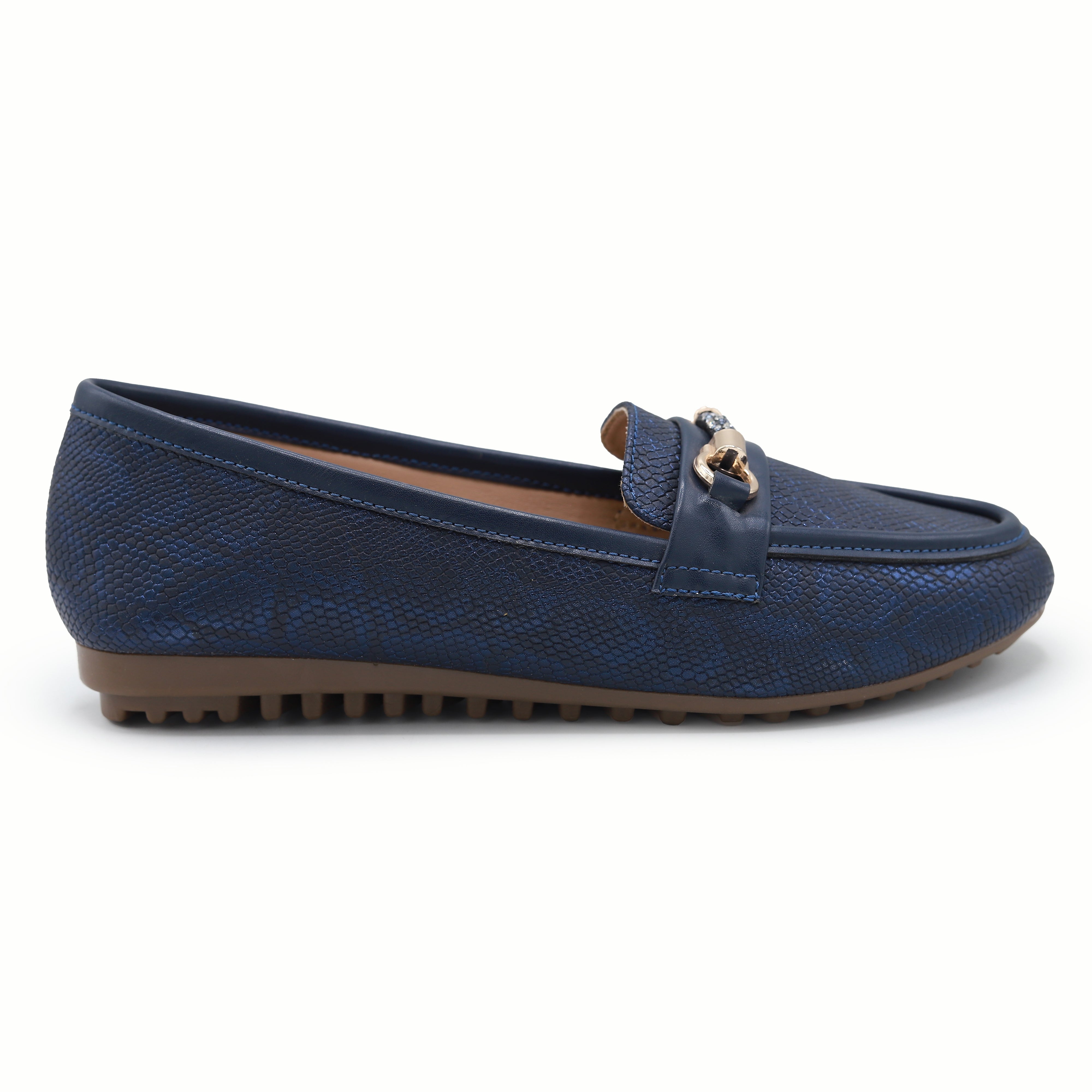 Navy Blue Metallic Loafer For Women 8004396